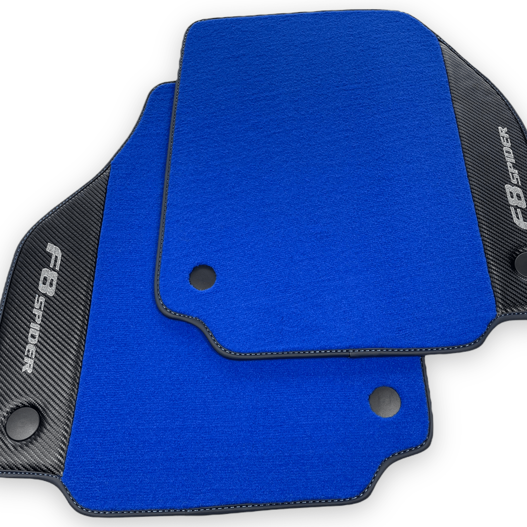 Blue Floor Mats For Ferrari F8 Spider 2019-2022 With Carbon Fiber Leather - AutoWin