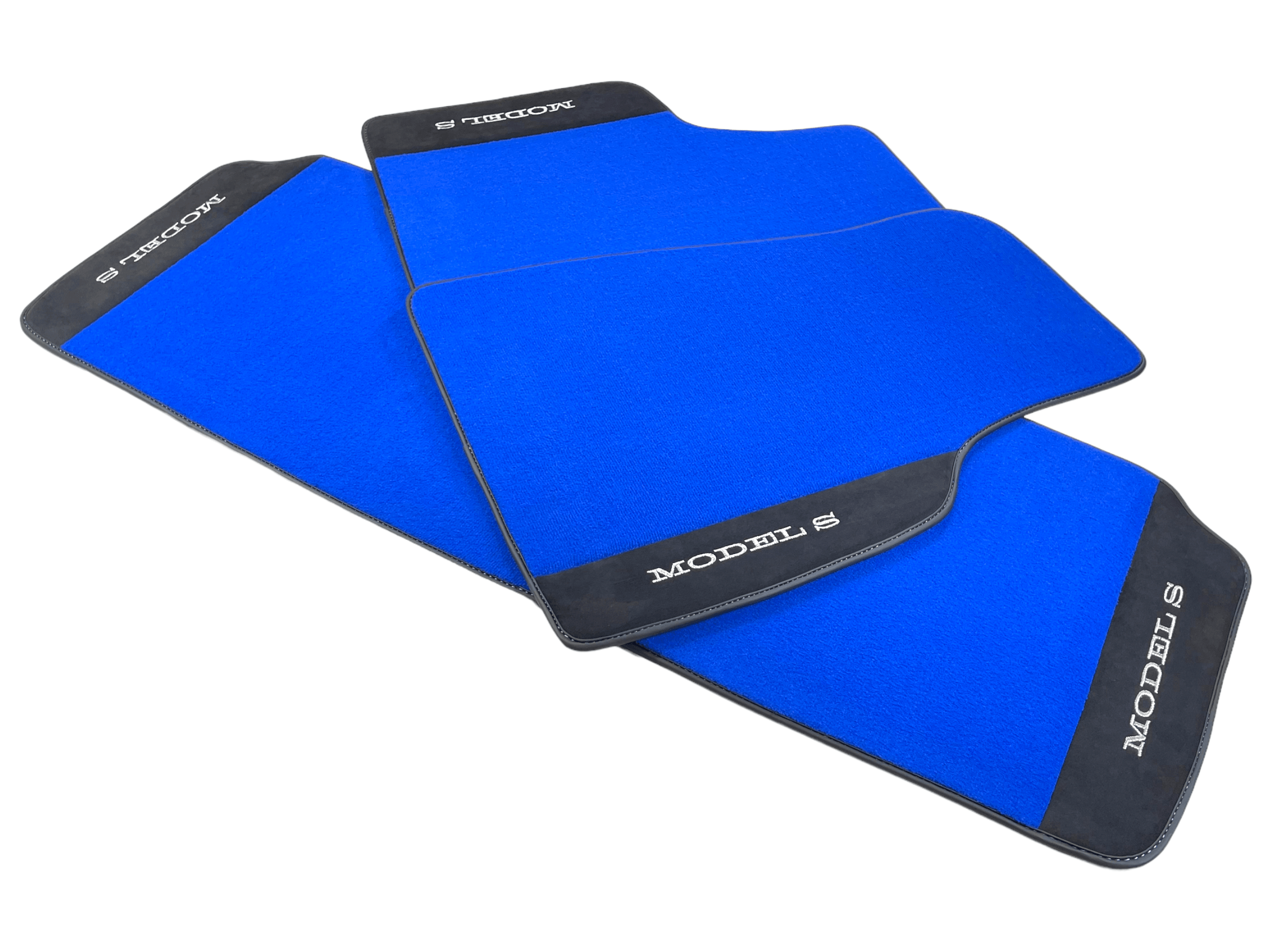 Blue Floor Mats For Tesla Model S With Alcantara Leather - AutoWin
