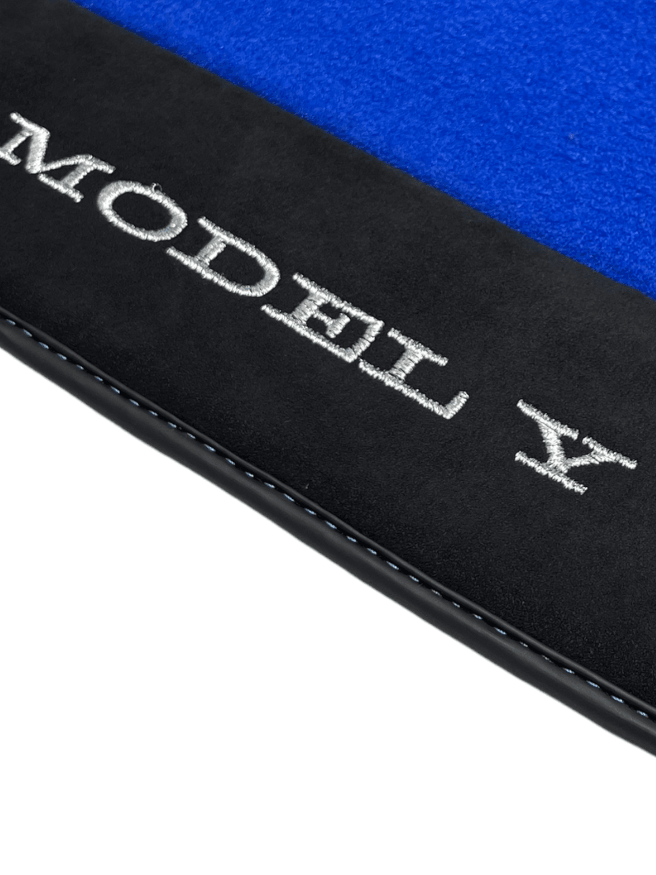 Blue Floor Mats For Tesla Model Y With Alcantara Leather - AutoWin