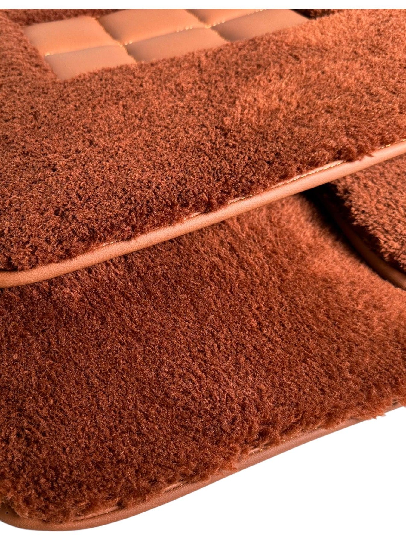 Brown Sheepskin Floor Mats For Rolls Royce Wraith 2013-2023 Er56 Design - AutoWin