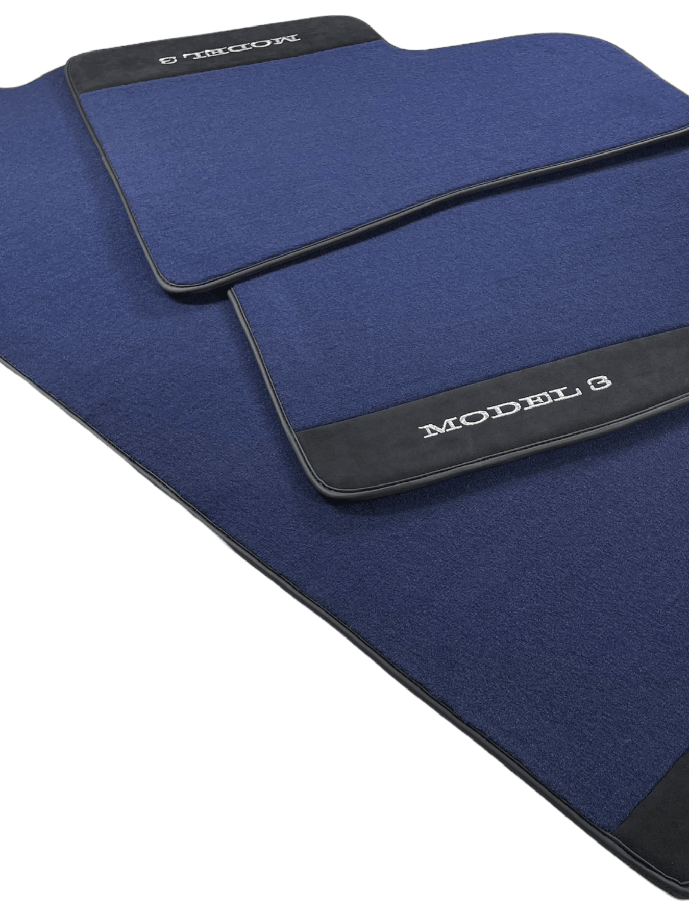 Dark Blue Floor Mats For Tesla Model 3 With Alcantara Leather - AutoWin
