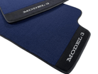 Dark Blue Floor Mats For Tesla Model 3 With Alcantara Leather - AutoWin