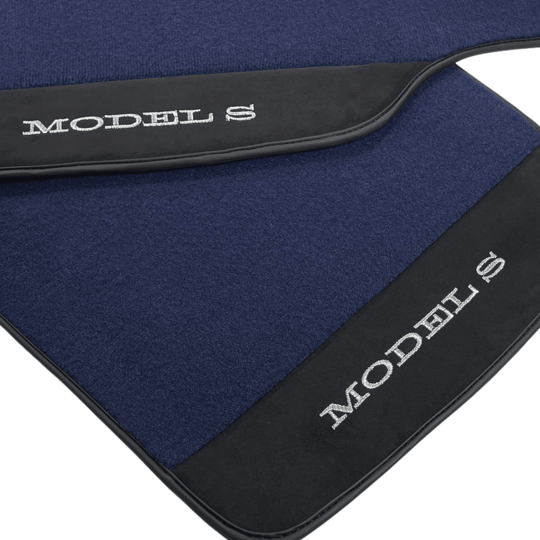 Dark Blue Floor Mats For Tesla Model S With Alcantara Leather - AutoWin