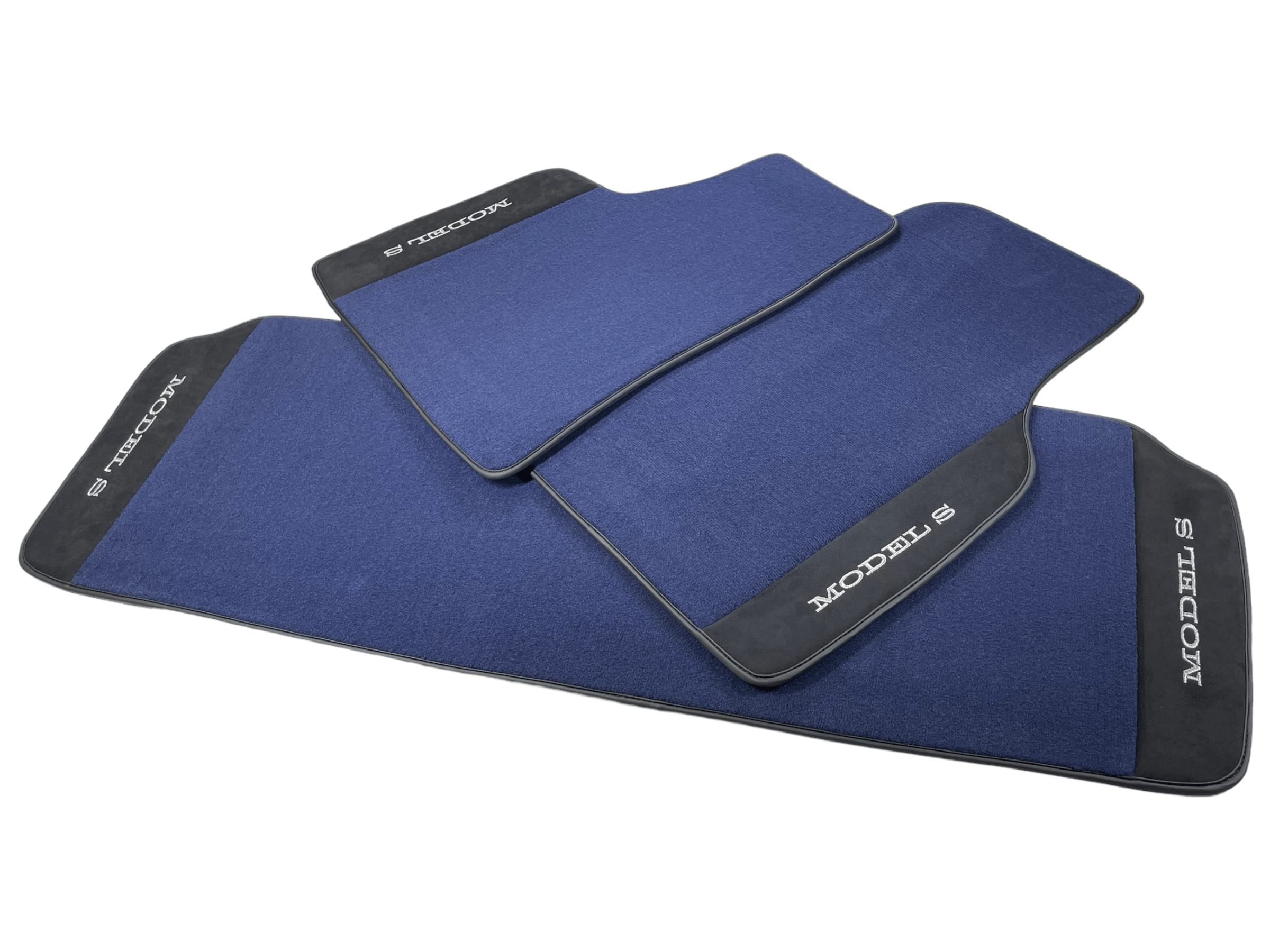 Dark Blue Floor Mats For Tesla Model S With Alcantara Leather - AutoWin