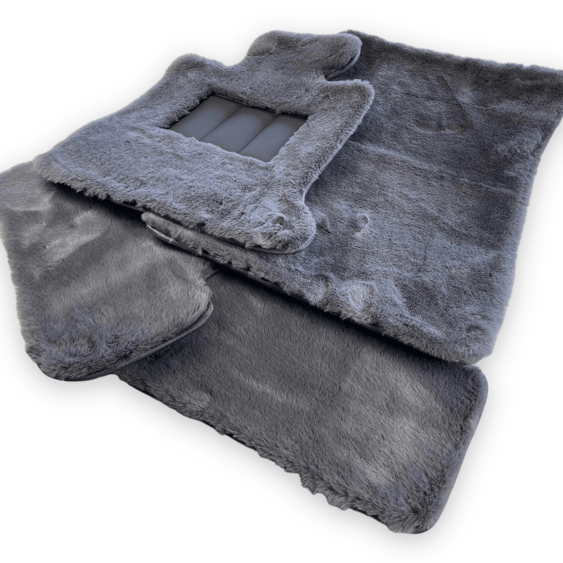Dark Gray Sheepskin Floor Mats For Rolls Royce Dawn Rr6 2016-2023 Er56 Design Brand - AutoWin
