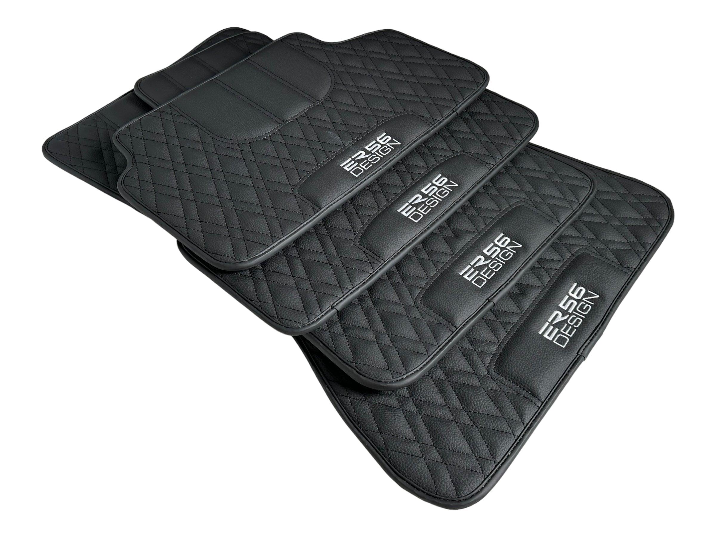 Floor Mats For BMW 7 Series E65 Black Leather ER56 Design - AutoWin