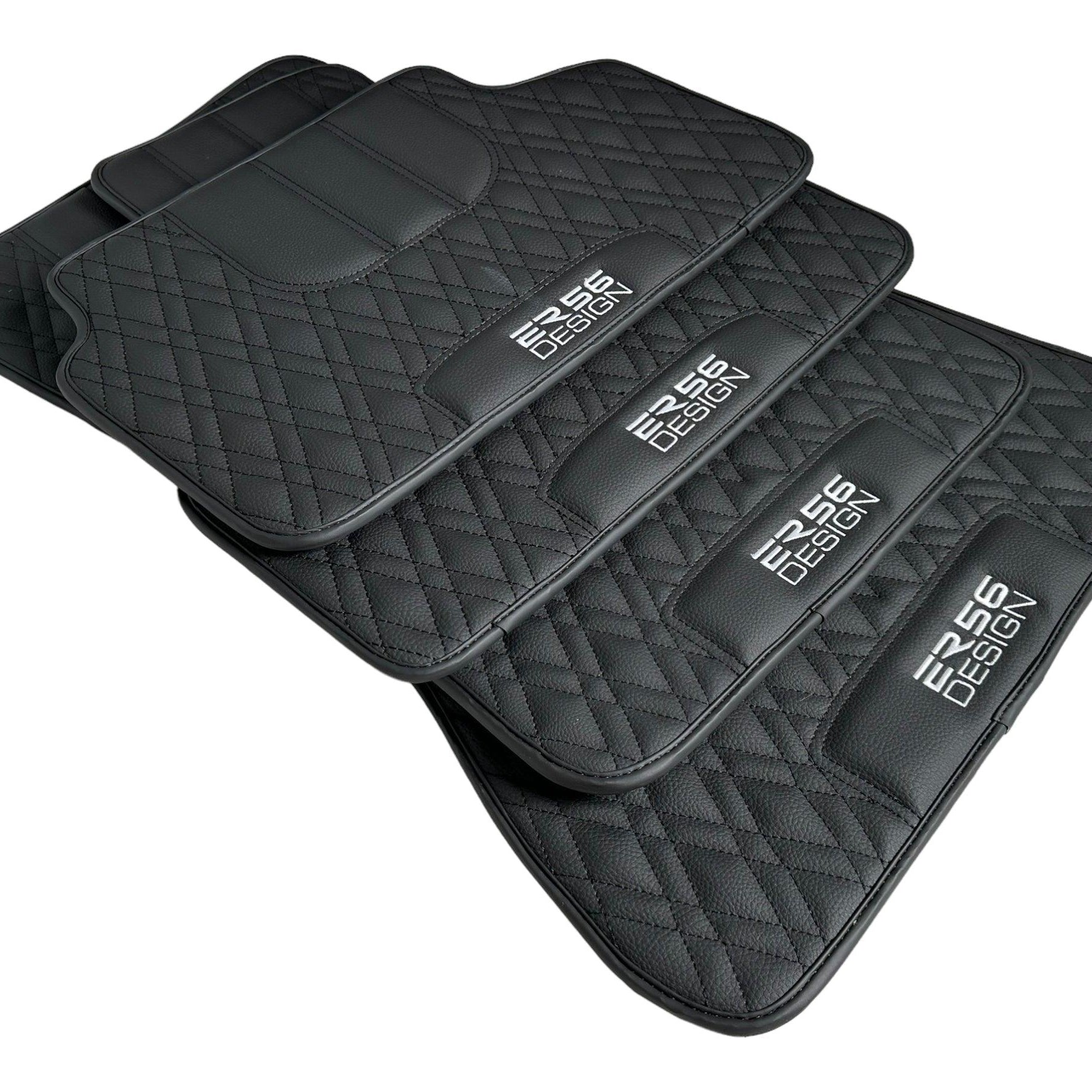 Floor Mats For BMW M3 4-door E90 Black Leather Er56 Design - AutoWin