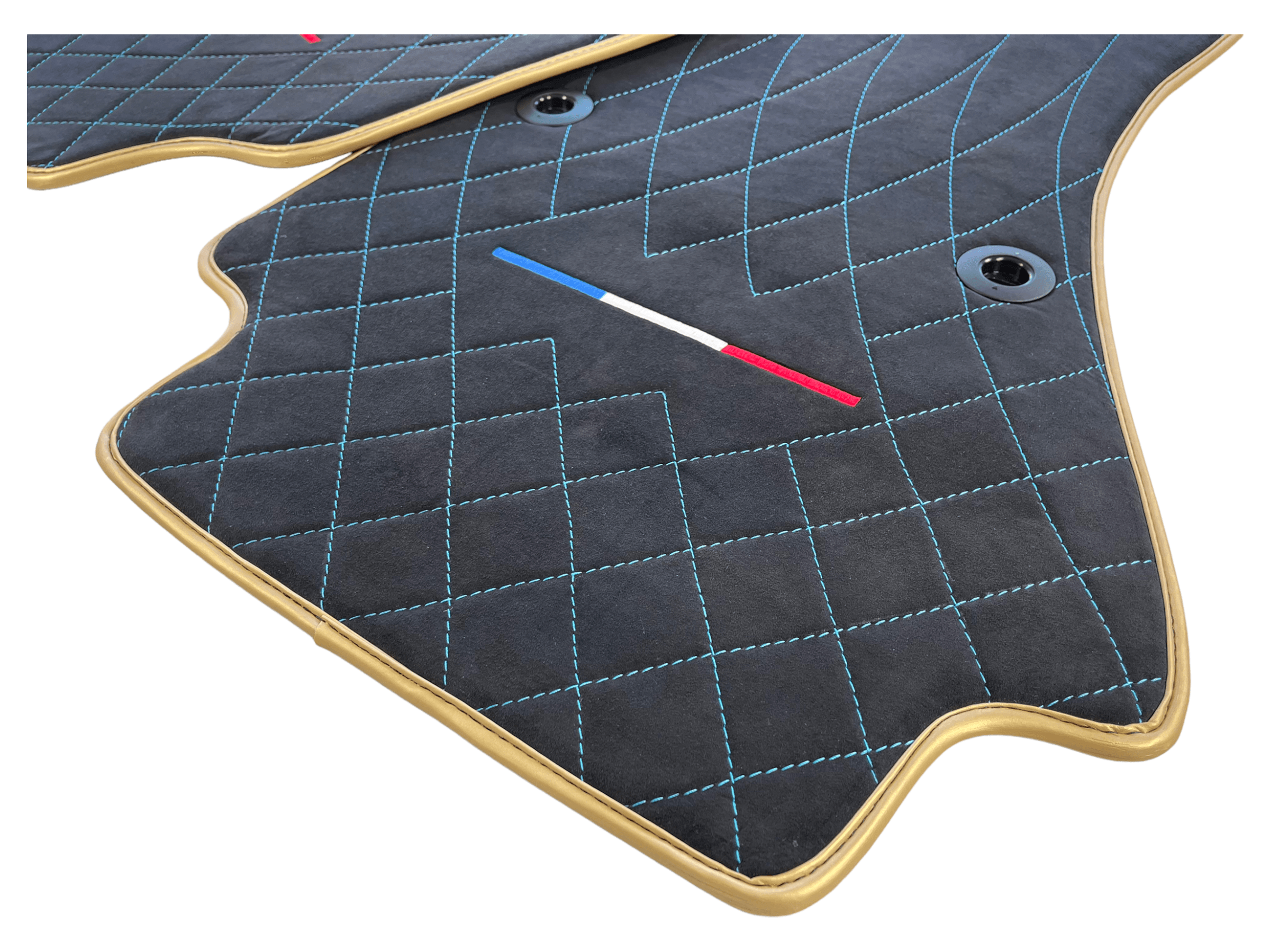 Floor Mats For Bugatti Chiron Alcantara Leather Gold Edition - AutoWin
