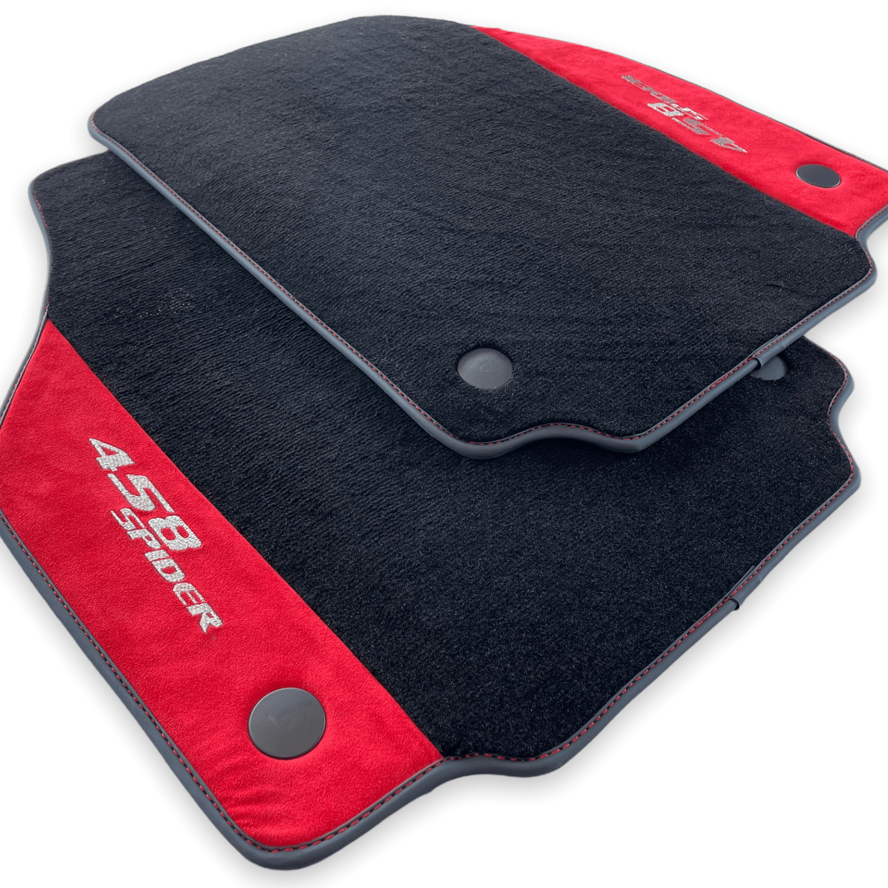 Floor Mats For Ferrari 458 Spider 2012-2015 Red Alcantara Leather - AutoWin