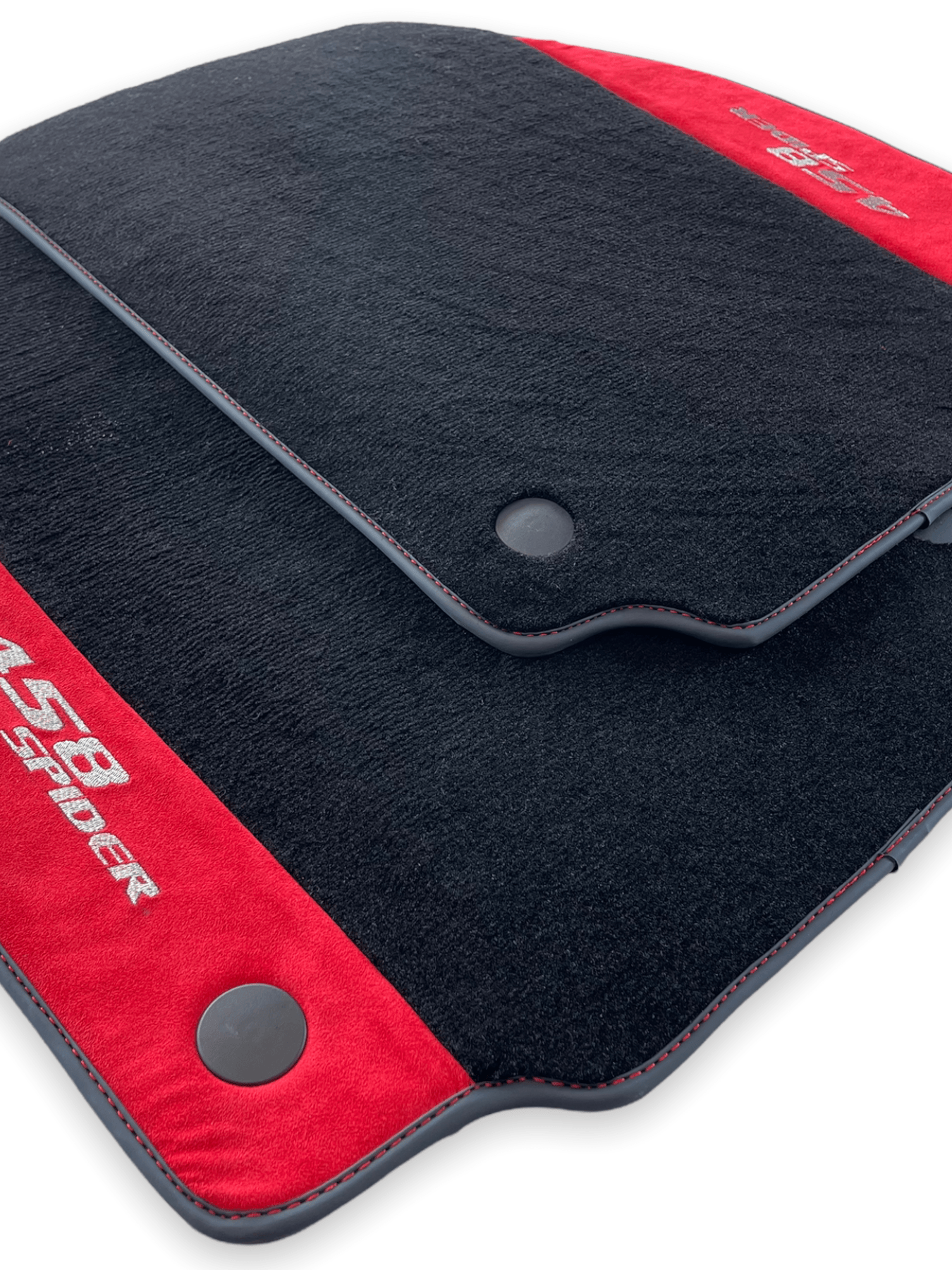 Floor Mats For Ferrari 458 Spider 2012-2015 Red Alcantara Leather - AutoWin