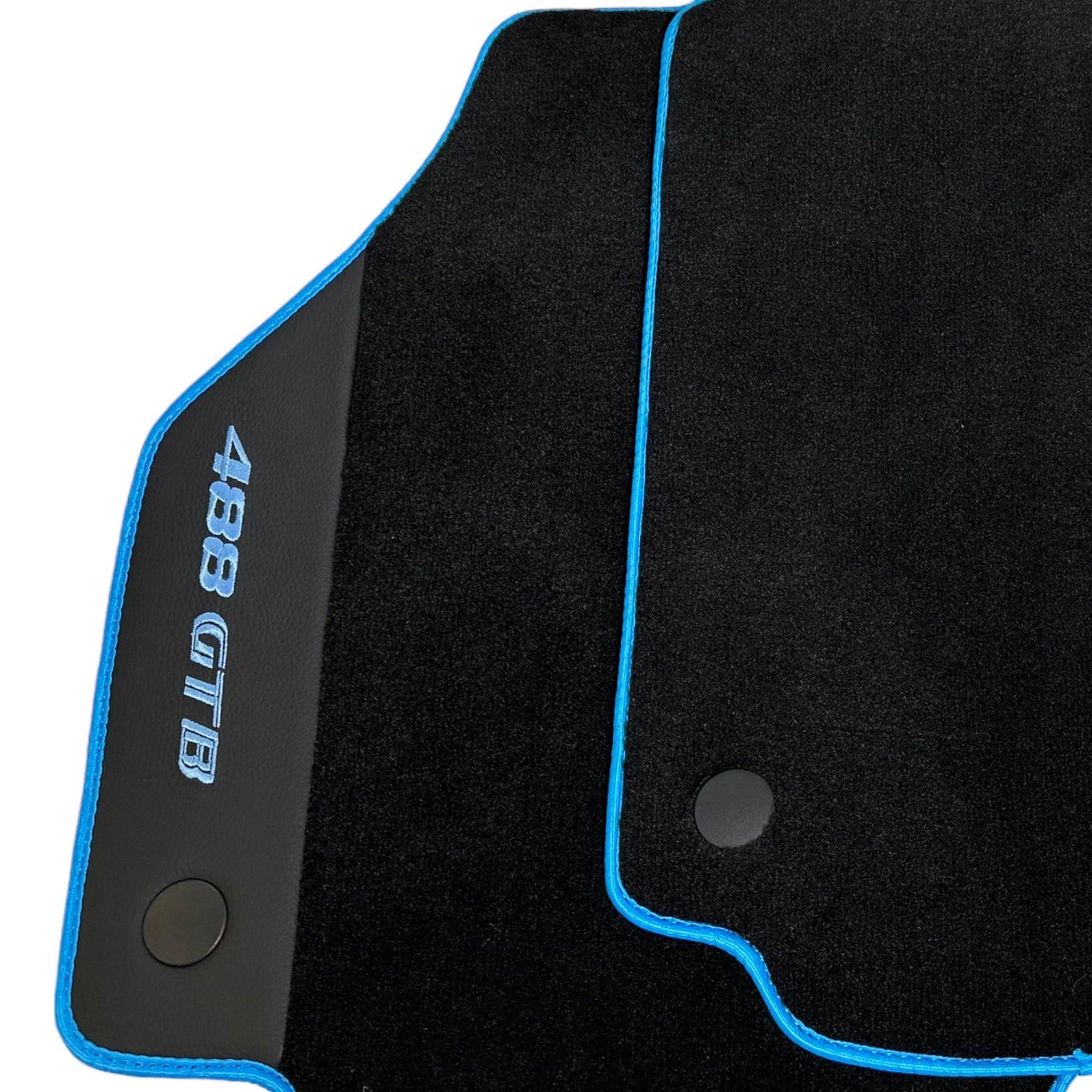Floor Mats For Ferrari 488 GTB 2015-2022 Alcantara Leather Light Blue Trim - AutoWin