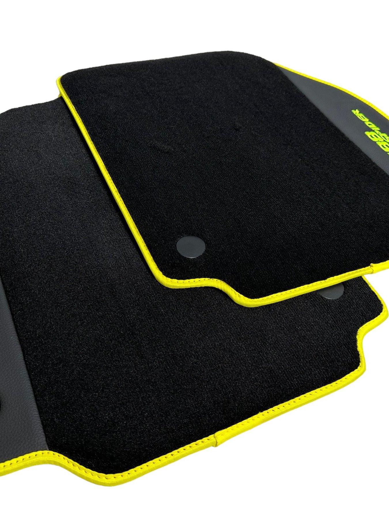 Floor Mats For Ferrari 488 Spider 2015-2022 Leather and Yellow Trim - AutoWin