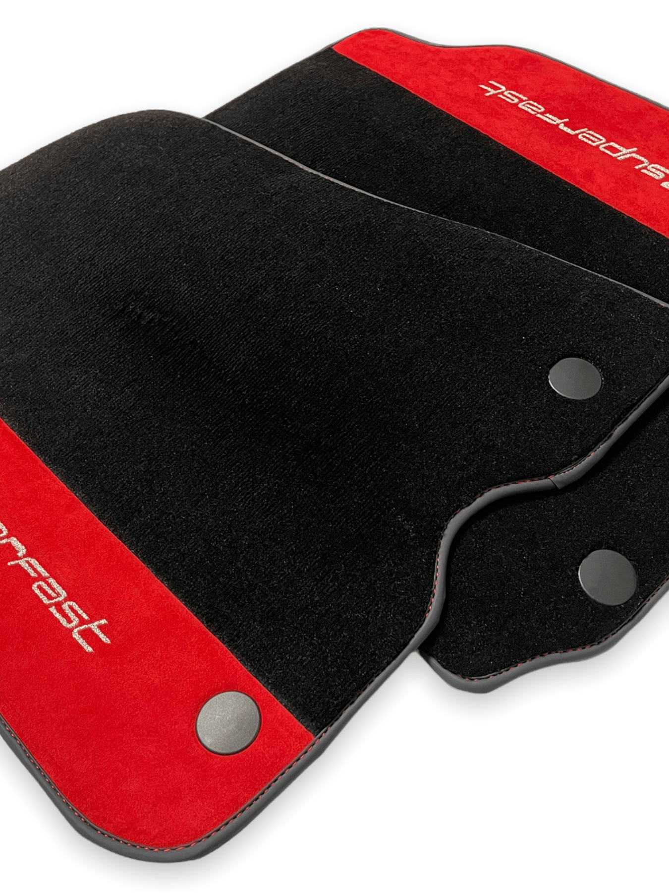 Floor Mats For Ferrari 812 Superfast Red Aclantara And Black Carpet - AutoWin