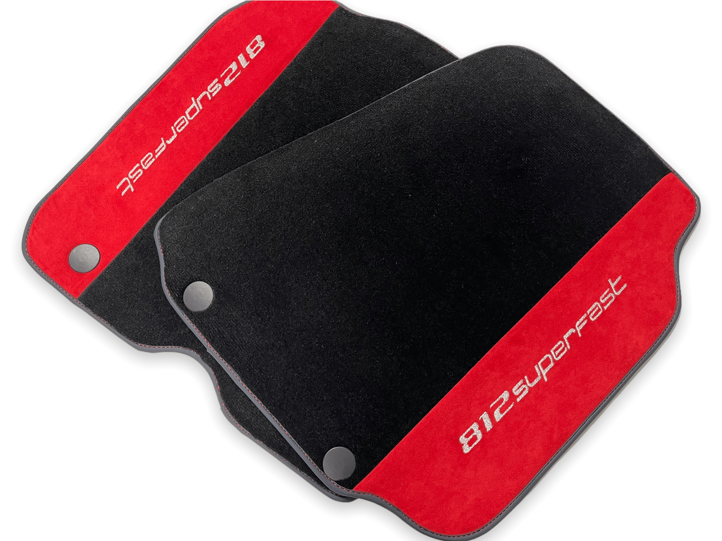 Floor Mats For Ferrari 812 Superfast Red Aclantara And Black Carpet - AutoWin