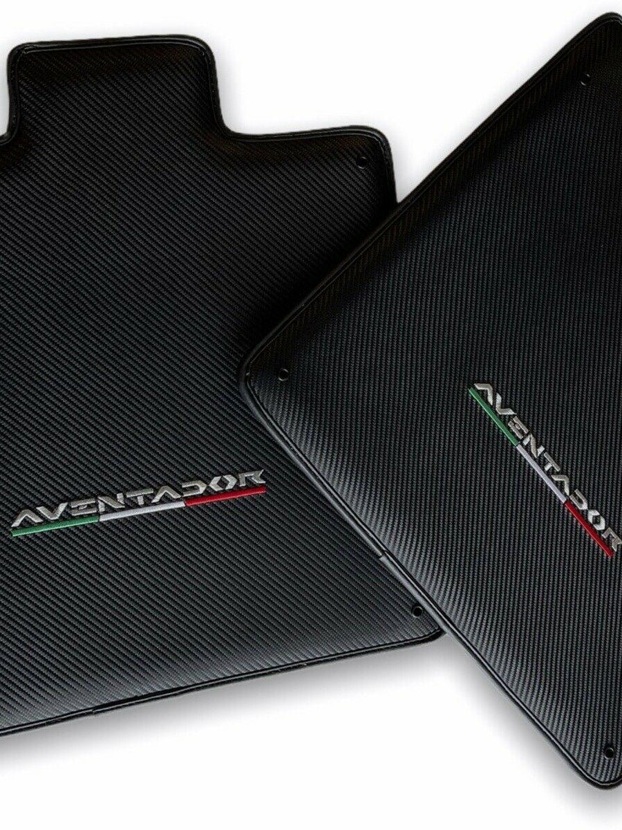 Floor Mats for Lamborghini Aventador Carbon Fiber Leather Limited Edition - AutoWin