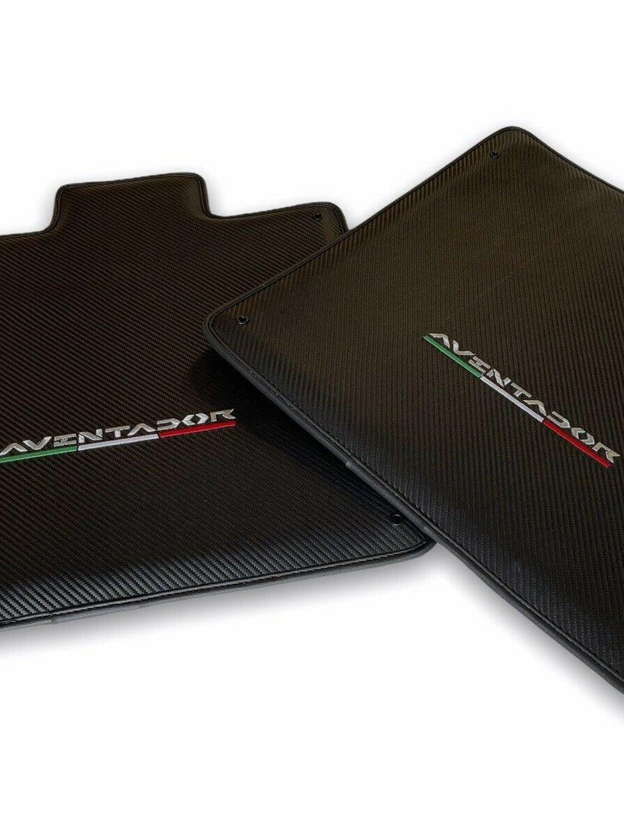 Floor Mats for Lamborghini Aventador Carbon Fiber Leather Limited Edition - AutoWin