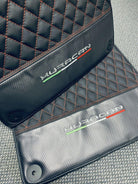 Floor Mats for Lamborghini Huracan Leather With Italian Flag and Huracan Logo - AutoWin