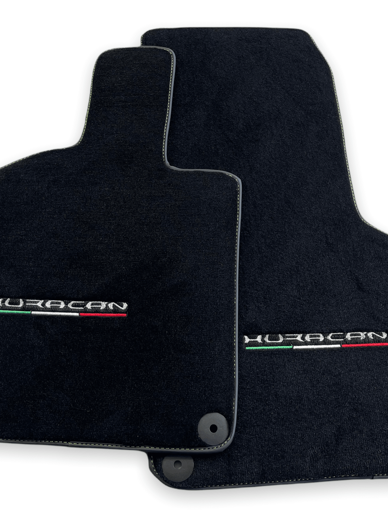 Floor Mats for Lamborghini Huracan With Italian Flag Green Stitch - AutoWin