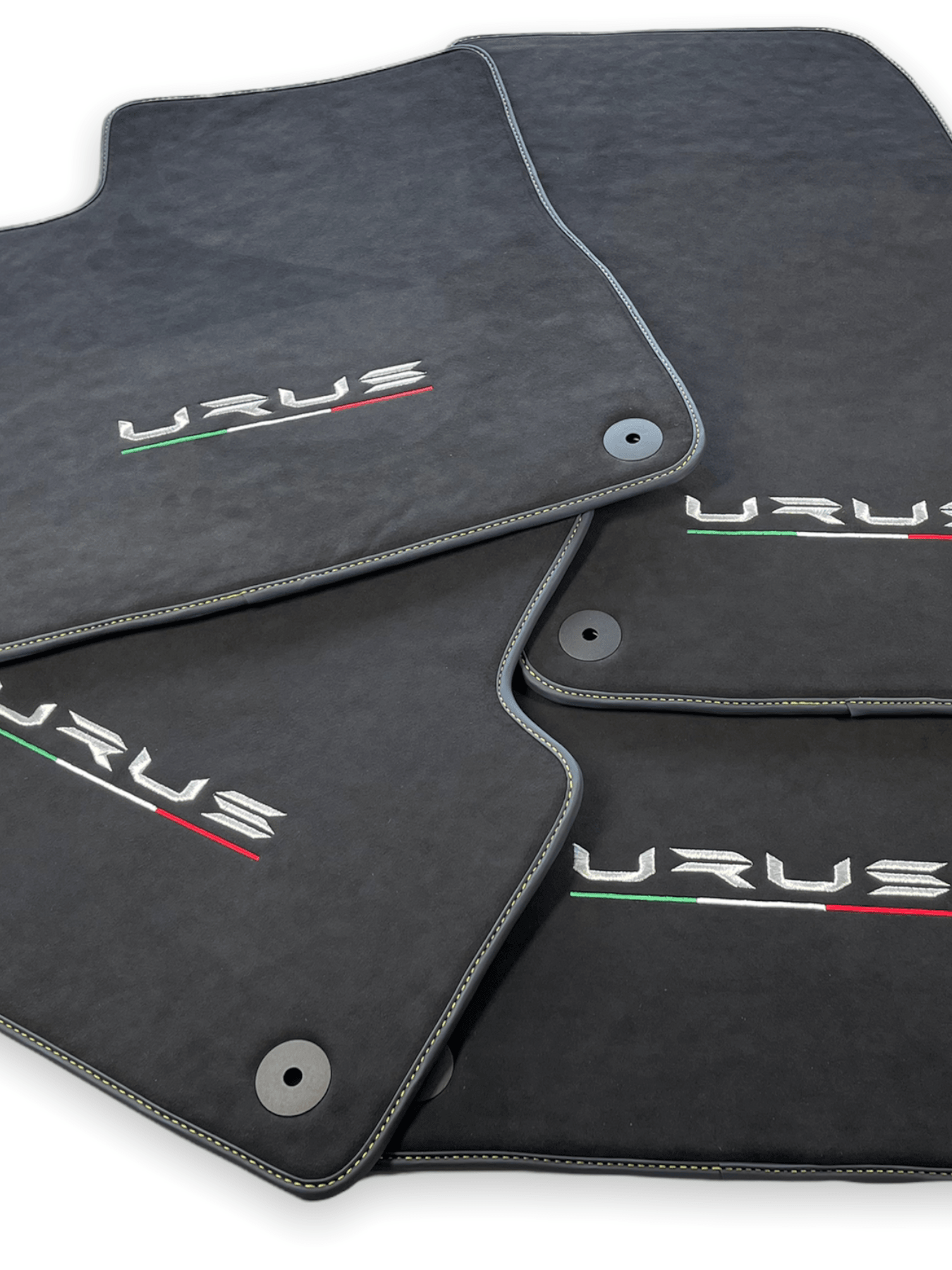 Floor Mats For Lamborghini Urus Alcantara Leather With Yellow Stitching - AutoWin