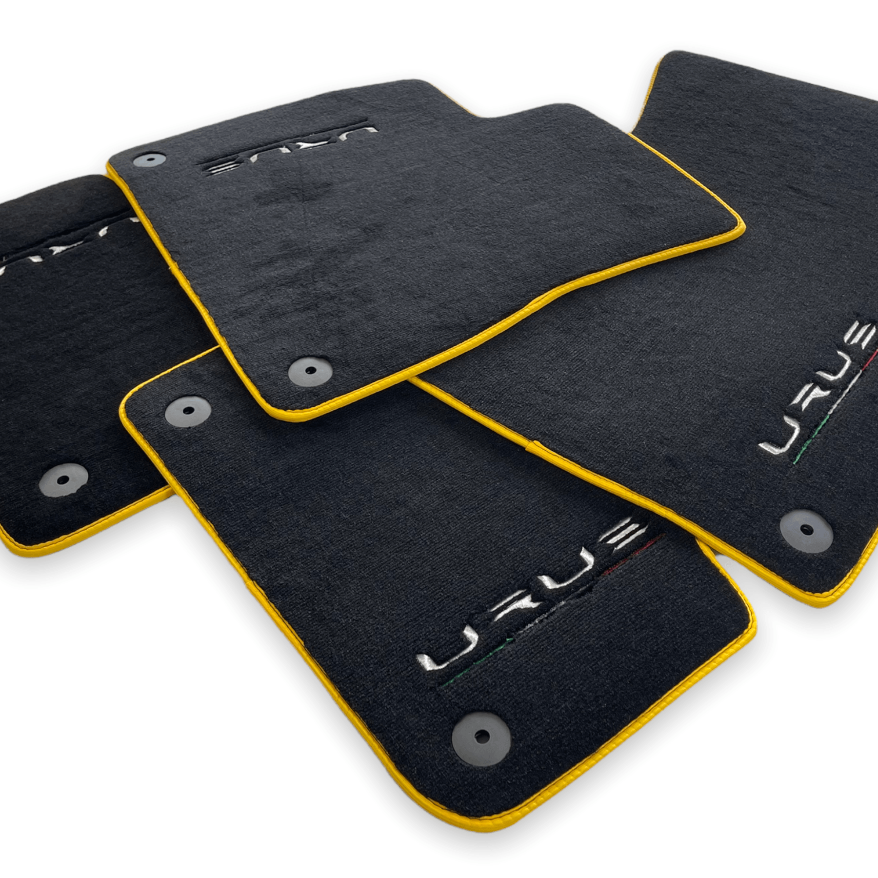 Floor Mats For Lamborghini Urus Black Tailored With Yellow Trim - AutoWin