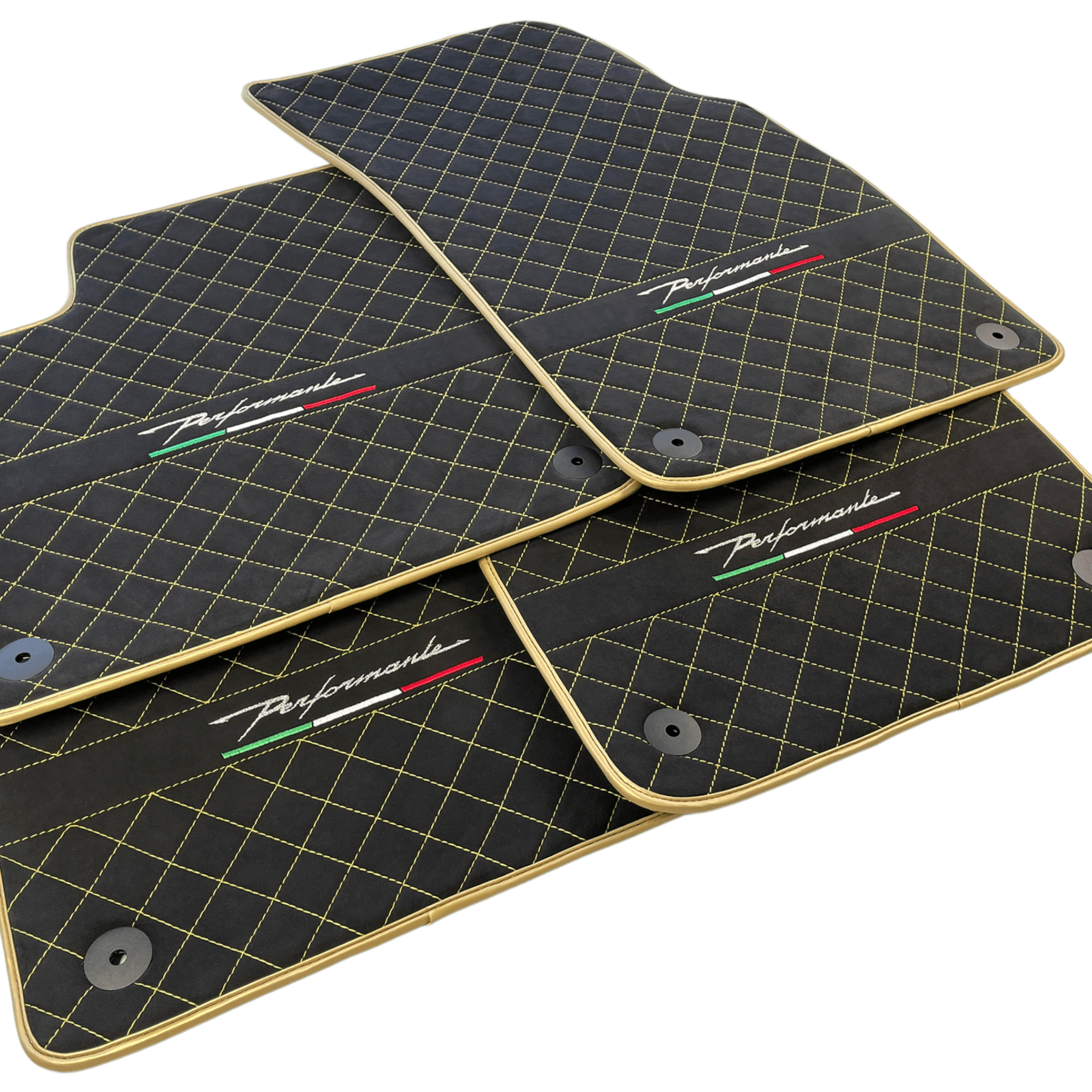 Floor Mats For Lamborghini Urus Performante Alcantara Leather Gold Trim - AutoWin