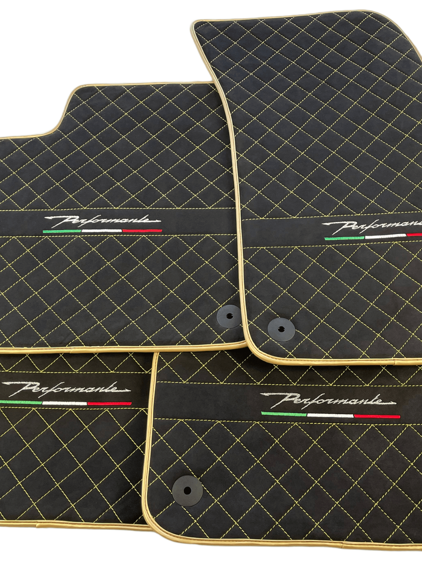 Floor Mats For Lamborghini Urus Performante Alcantara Leather Gold Trim - AutoWin