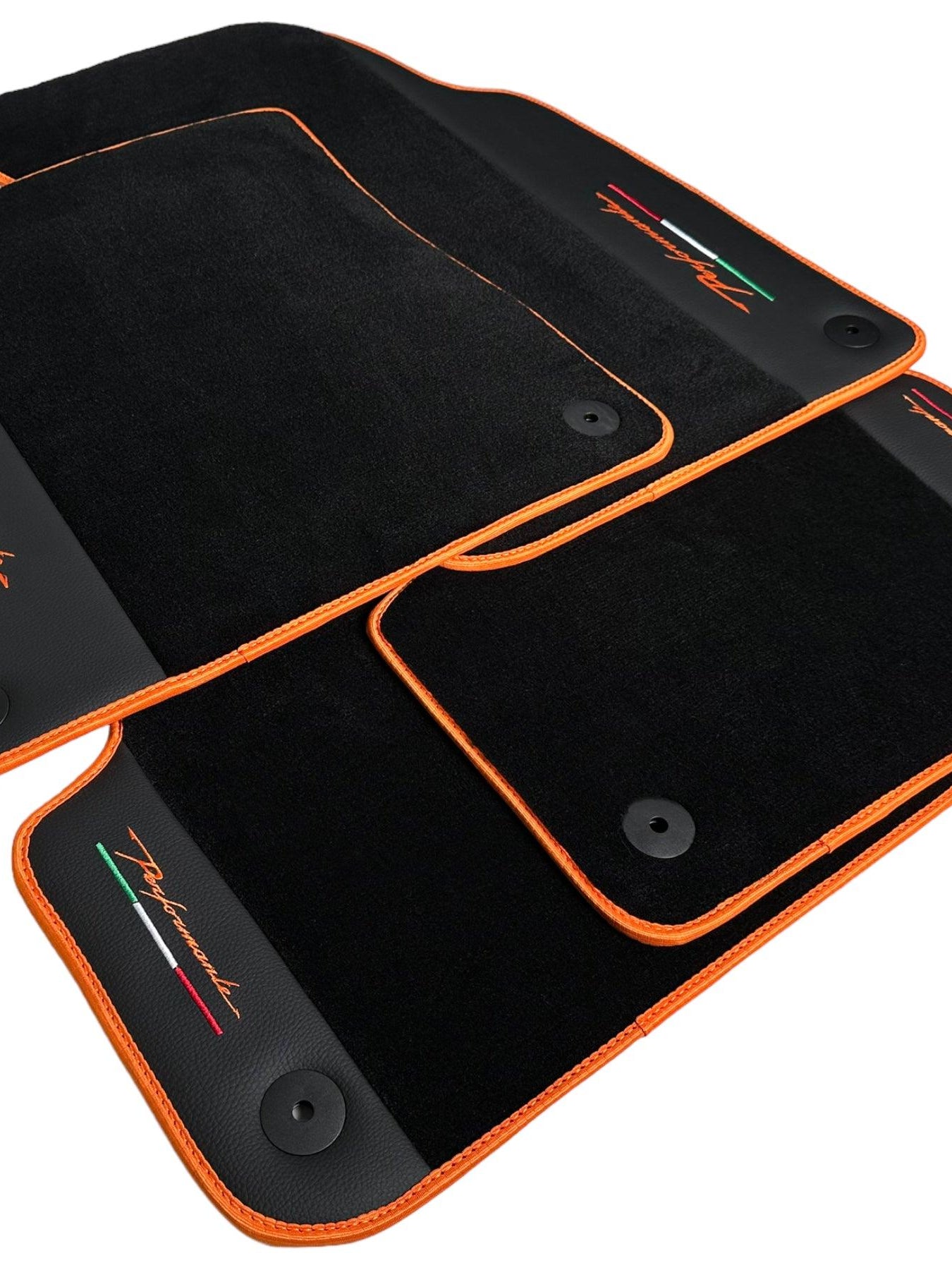Floor Mats For Lamborghini Urus Performante Leather And Orange Trim - AutoWin