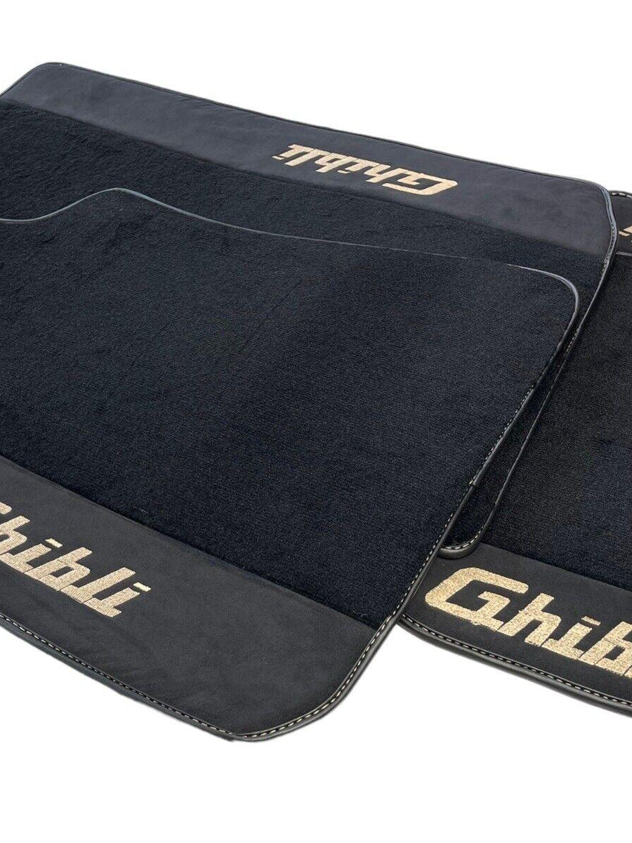 Floor Mats For Maserati Ghibli 2013-2022 Black With Alcantara Leather - AutoWin
