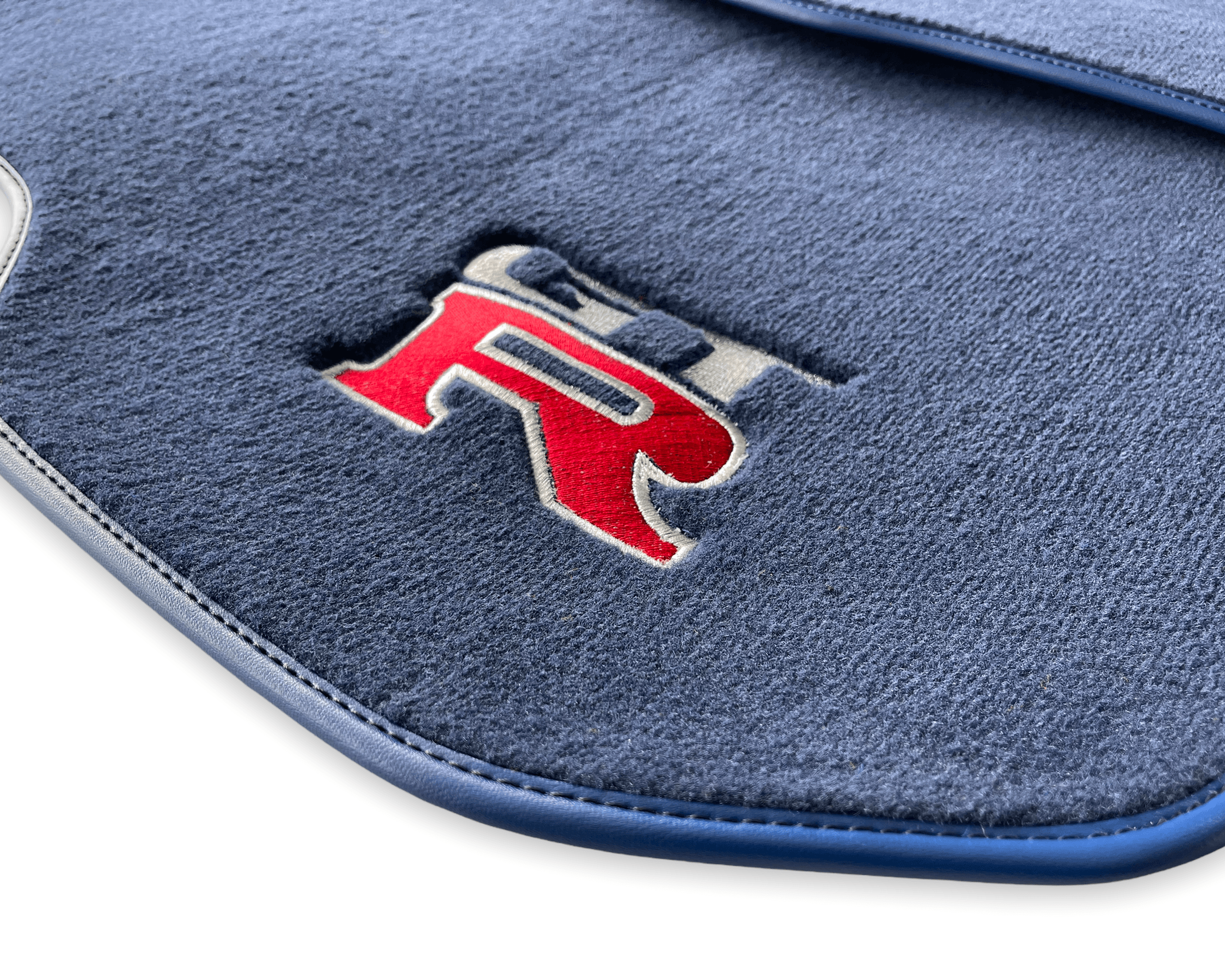 Floor Mats for Nissan GT-R Tailored Dark Blue Carpets Set With GTR Emblem - AutoWin