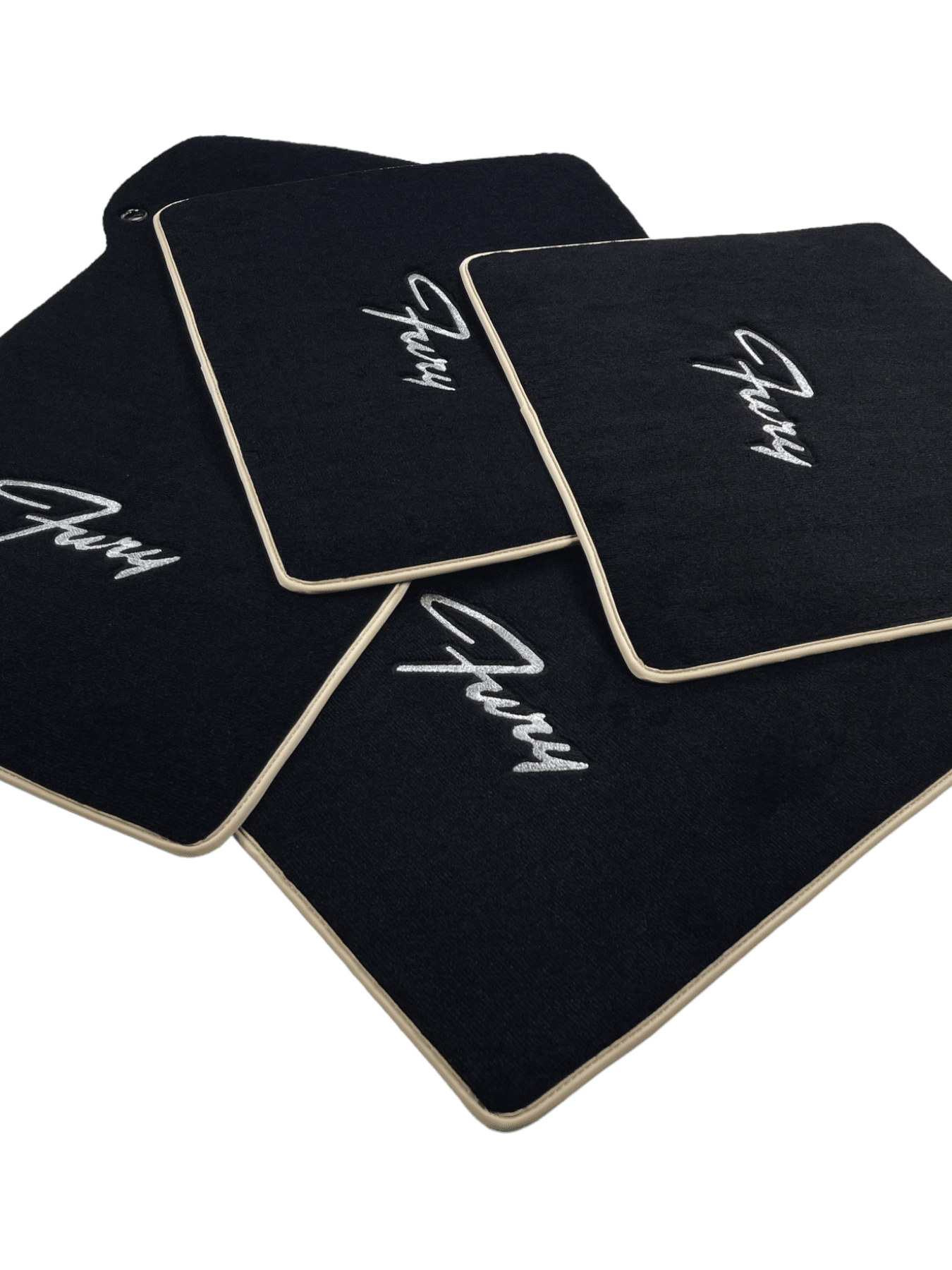 Floor Mats For Plymouth Fury 1957-1968 Black With Beige Trim - AutoWin