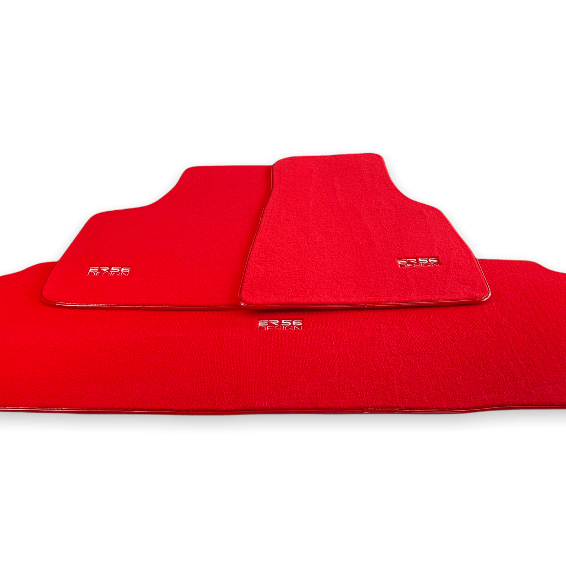 Floor Mats For Tesla Model X (6 Seats) Red Tailored Carpets ER56 Design - AutoWin