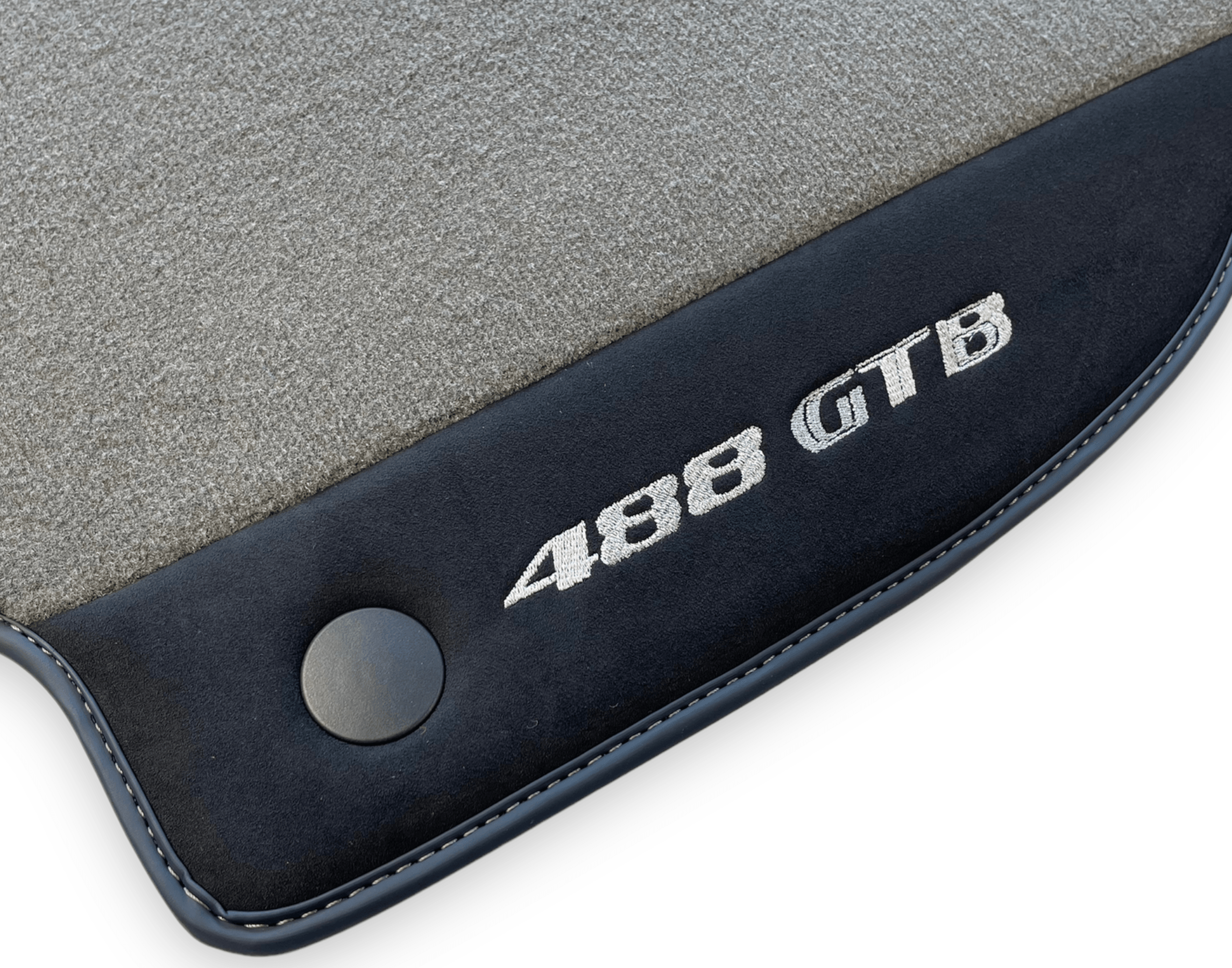 Gray Floor Mats For Ferrari 488 GTB 2015-2022 Carpets With Alcantara Leather - AutoWin