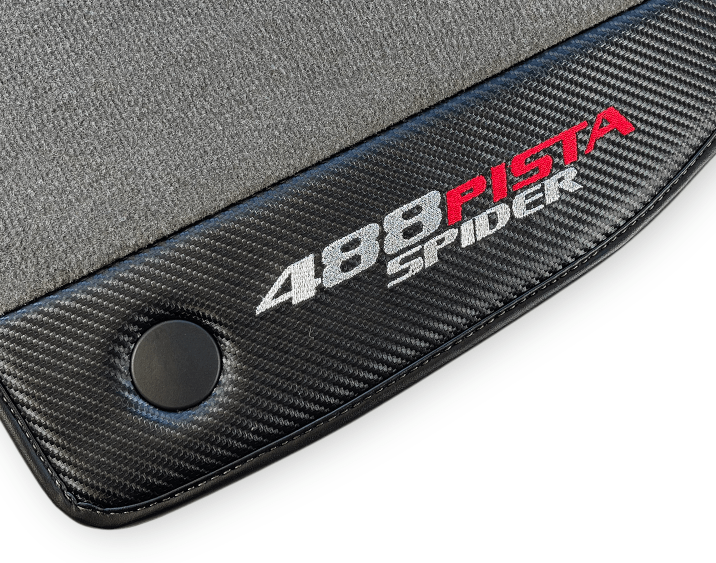 Gray Floor Mats For Ferrari 488 Pista Spider 2019-2021 With Carbon Fiber Leather - AutoWin