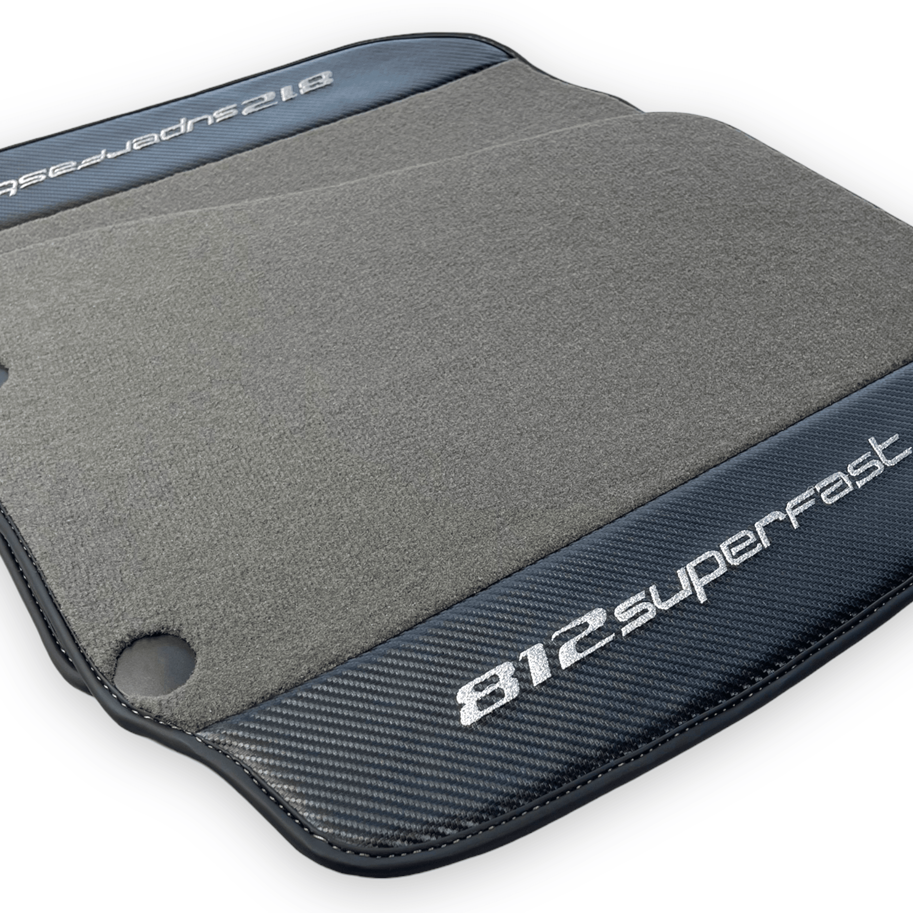 Gray Floor Mats For Ferrari 812 Superfast With Carbon Fiber Leather - AutoWin