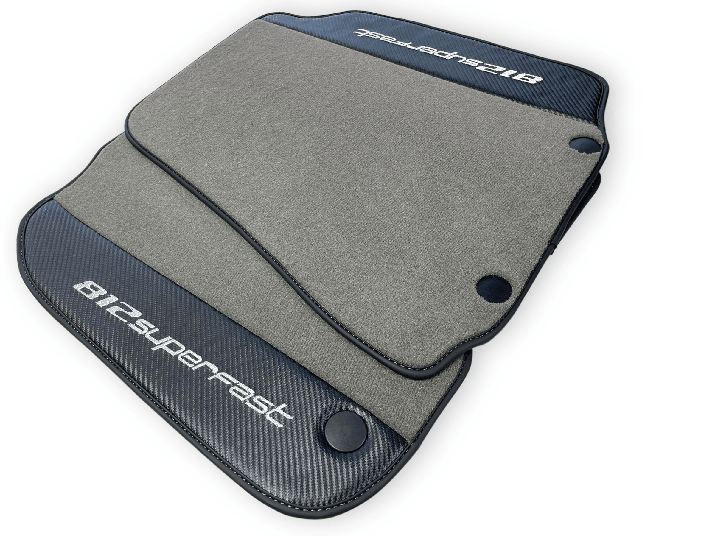 Gray Floor Mats For Ferrari 812 Superfast With Carbon Fiber Leather - AutoWin