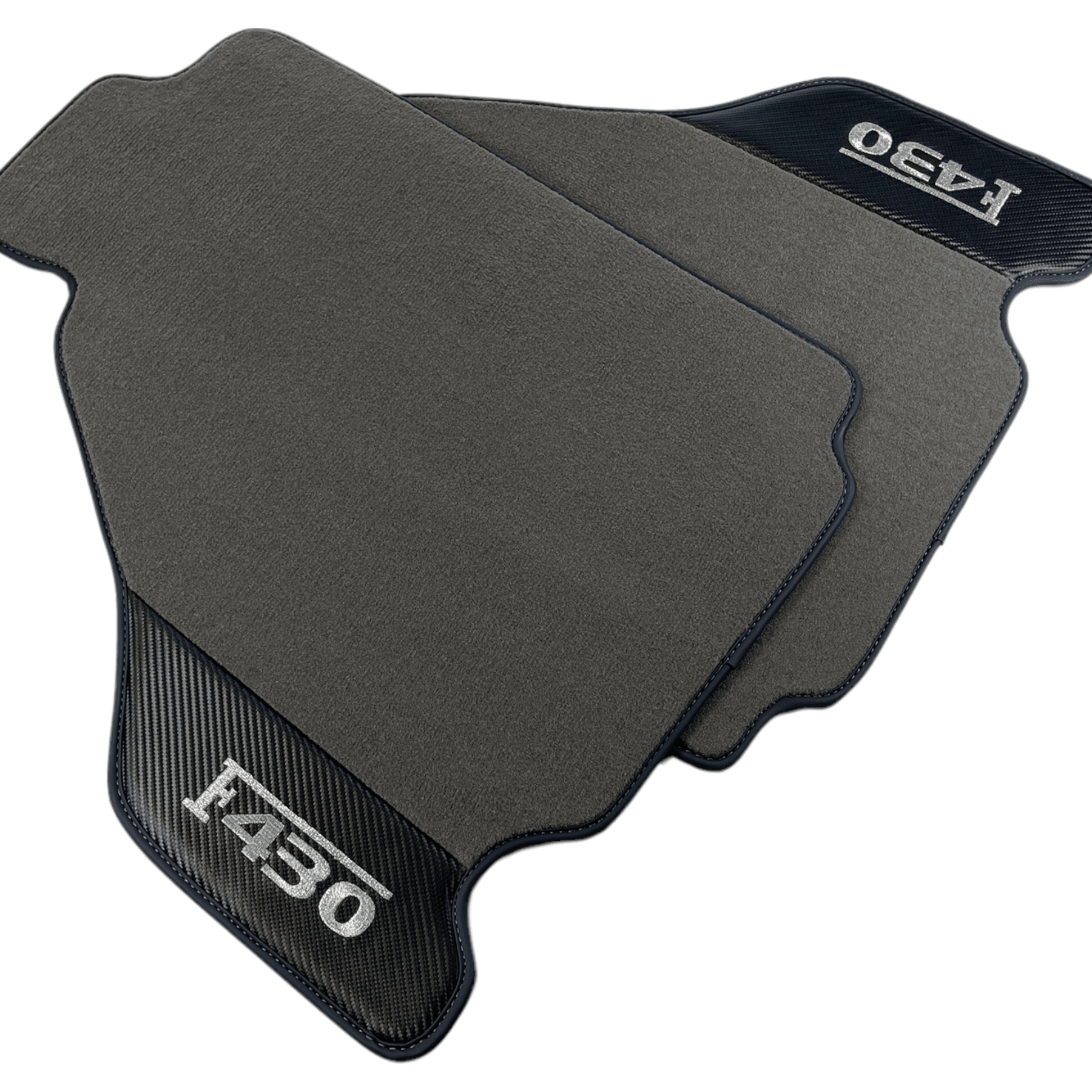Gray Floor Mats For Ferrari F430 2004-2009 With Carbon Fiber Leather - AutoWin
