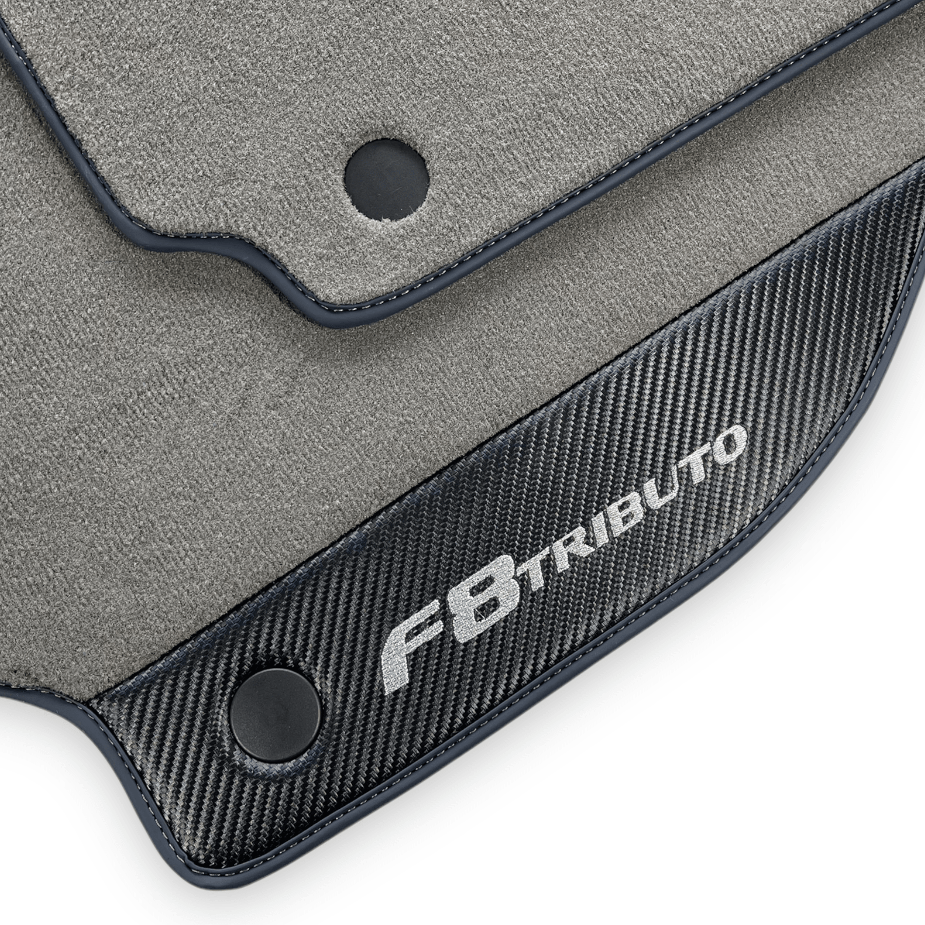 Gray Floor Mats For Ferrari F8 Tributo 2019-2022 With Carbon Leather - AutoWin