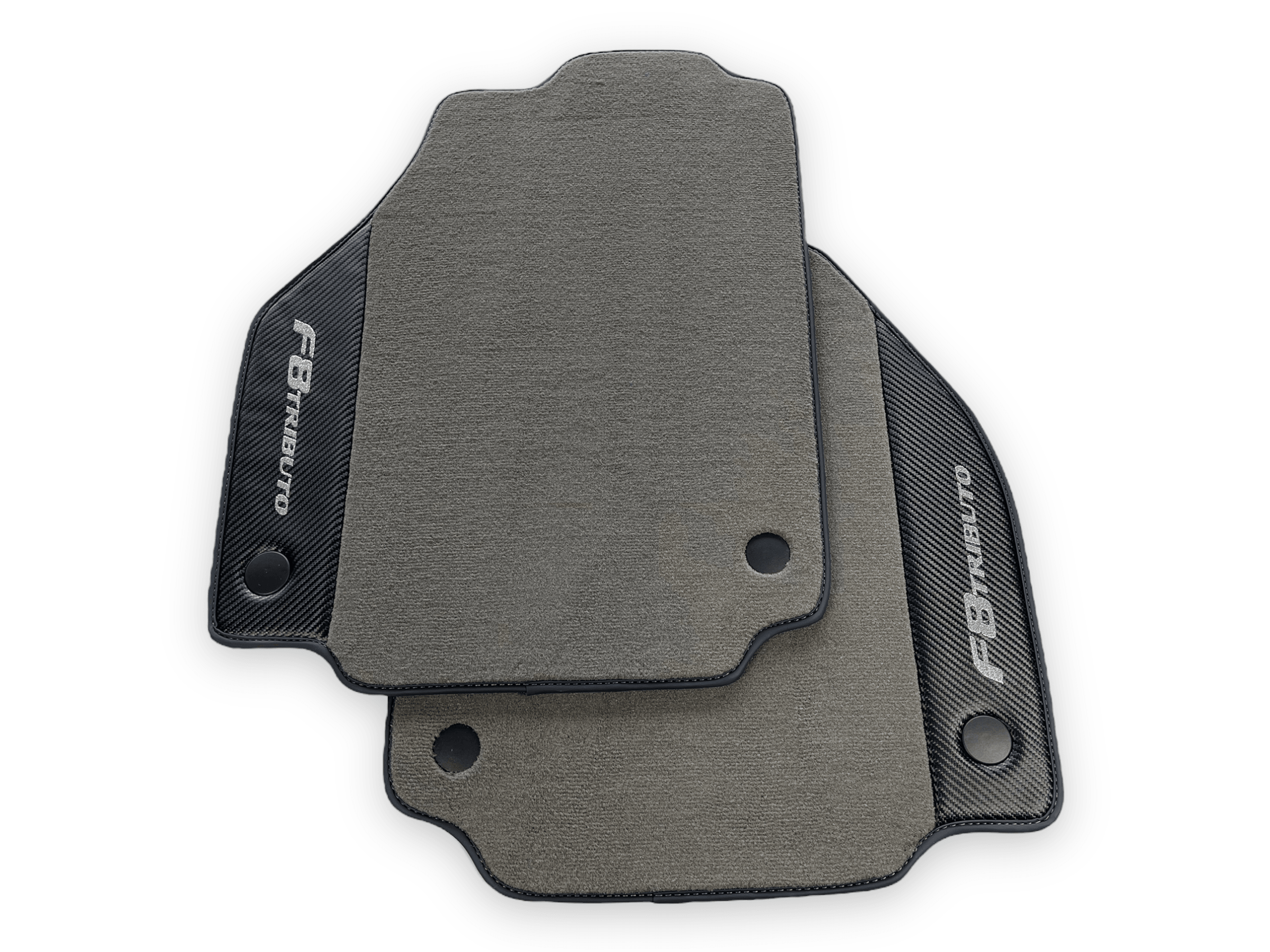 Gray Floor Mats For Ferrari F8 Tributo 2019-2022 With Carbon Leather - AutoWin