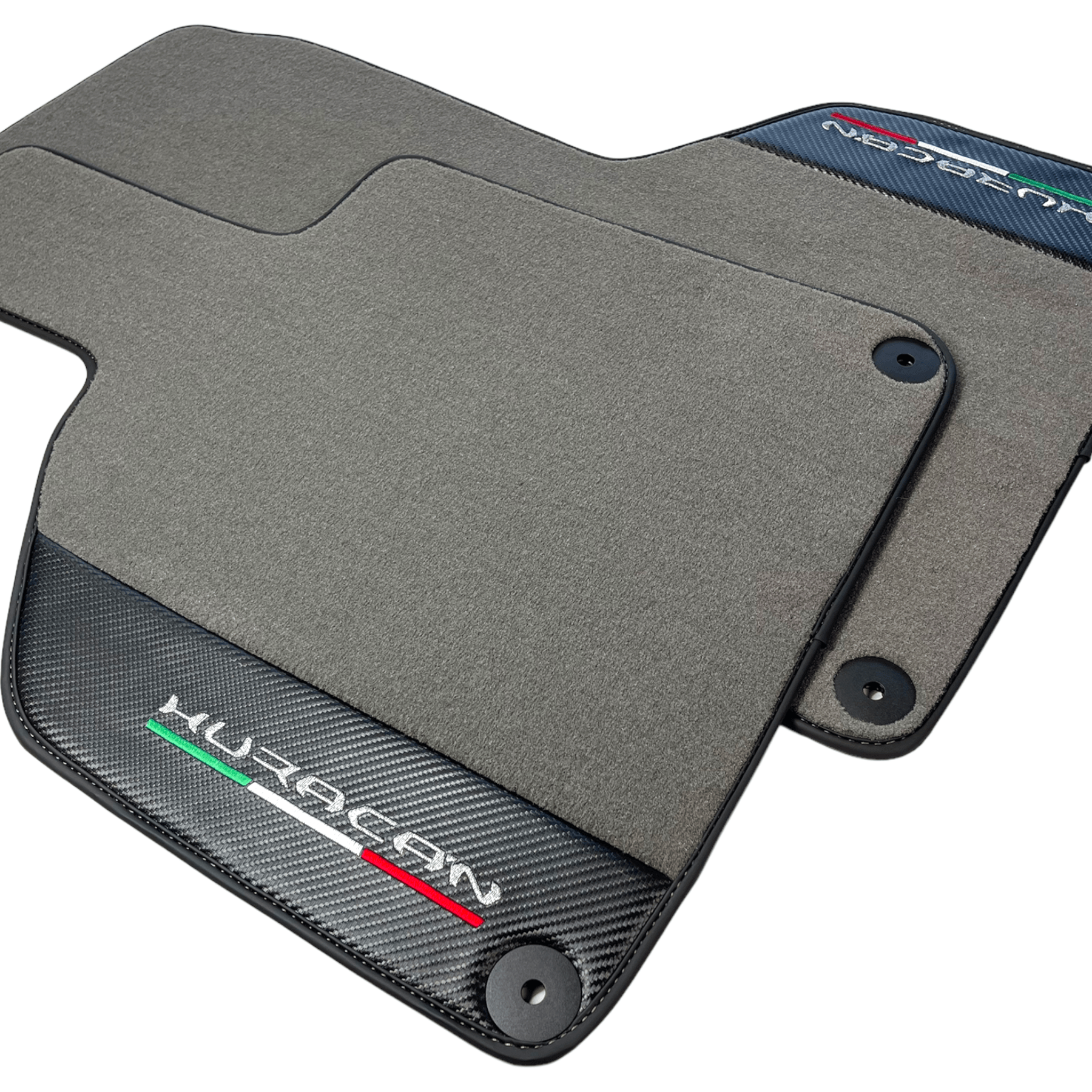 Gray Floor Mats for Lamborghini Huracan With Carbon Fiber Leather - AutoWin