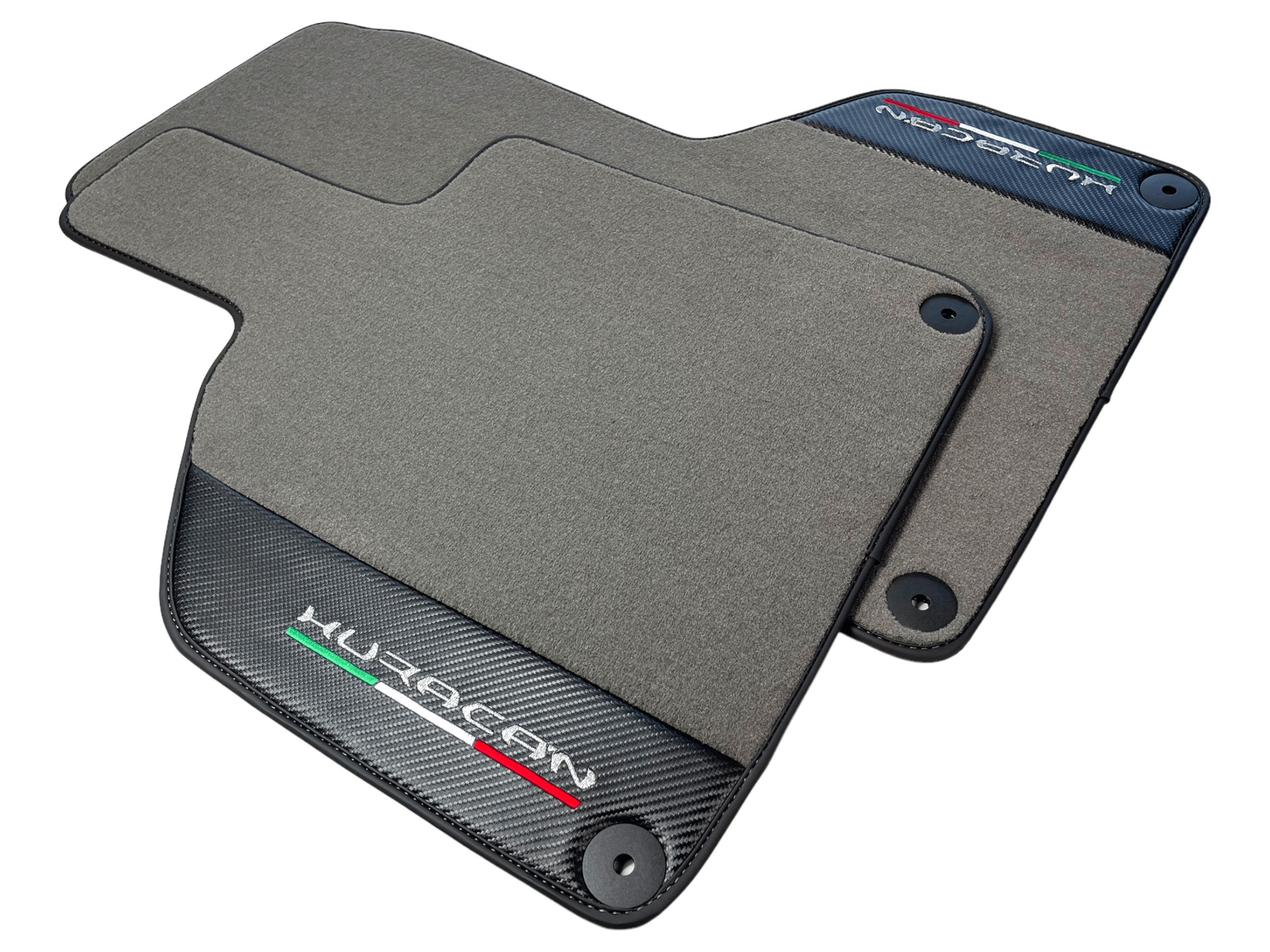 Gray Floor Mats for Lamborghini Huracan With Carbon Fiber Leather - AutoWin