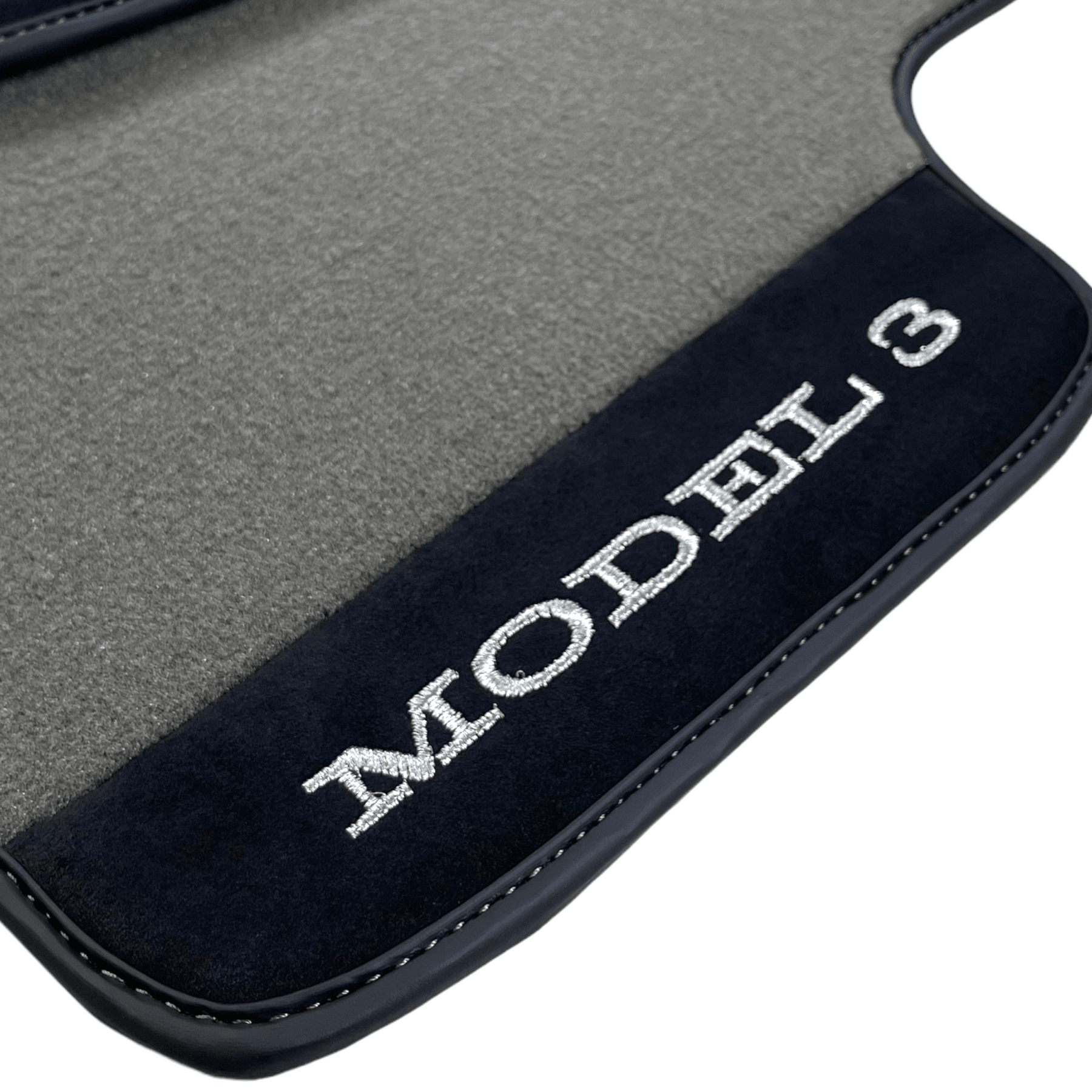 Gray Floor Mats For Tesla Model 3 With Alcantara Leather - AutoWin