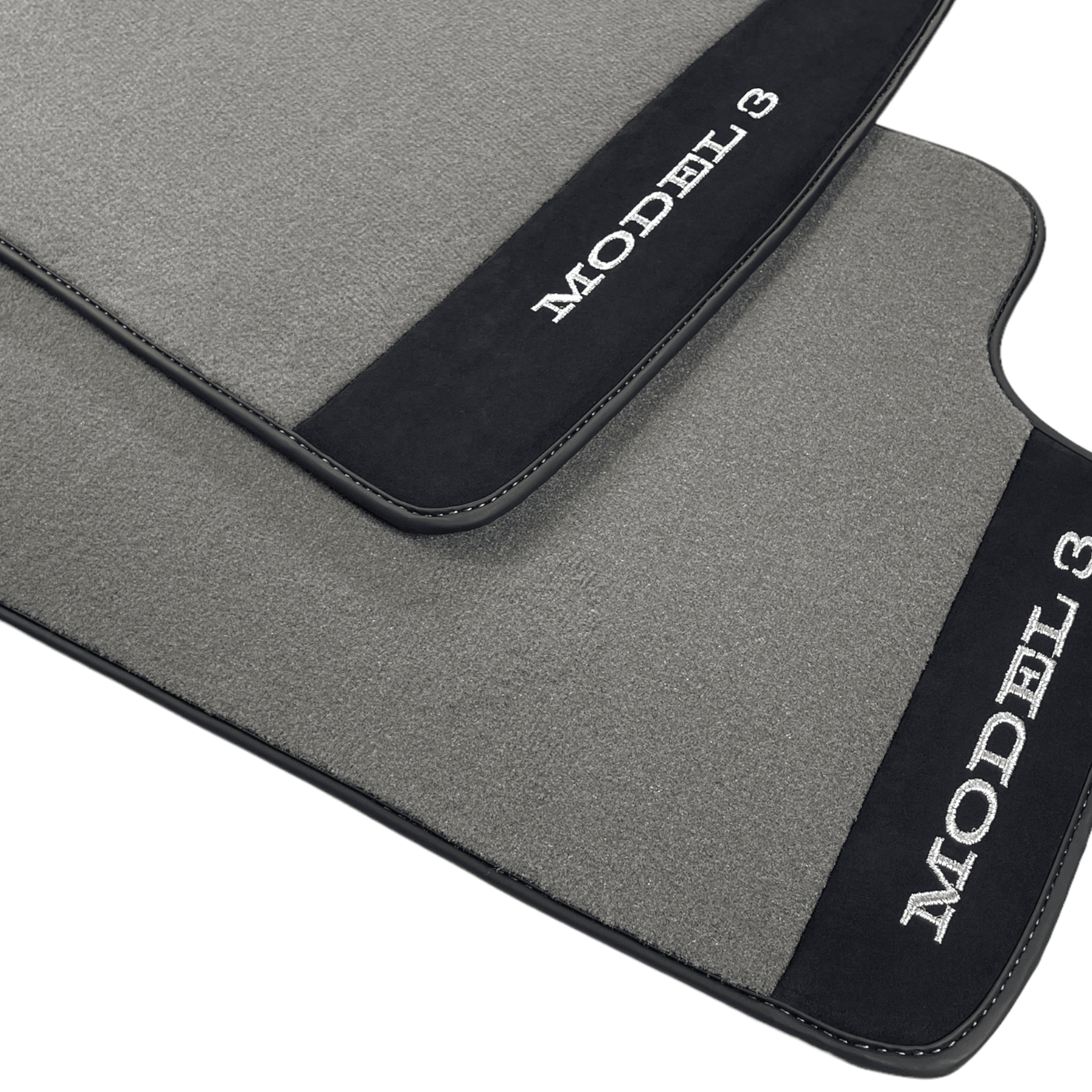 Gray Floor Mats For Tesla Model 3 With Alcantara Leather - AutoWin