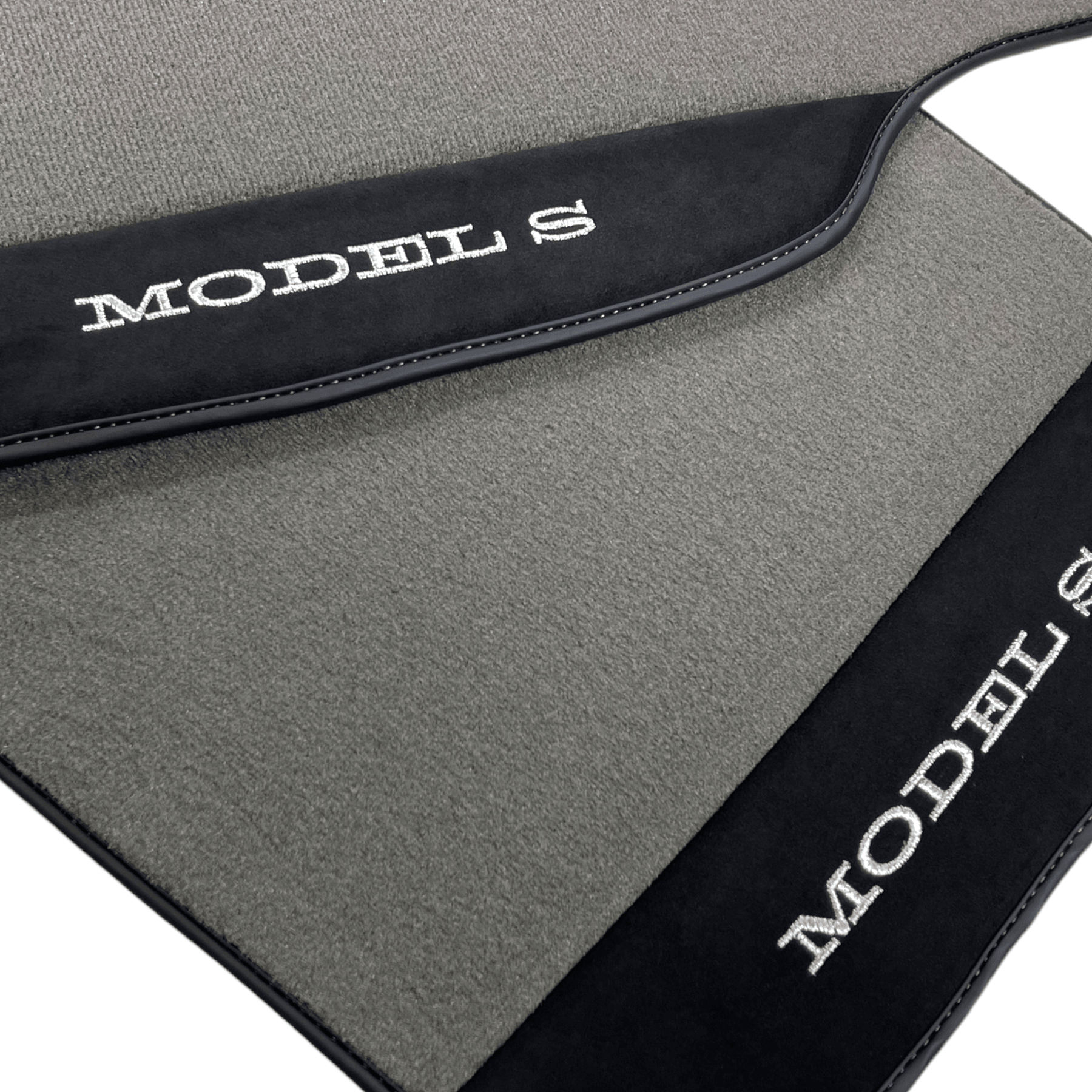 Gray Floor Mats For Tesla Model S With Alcantara Leather - AutoWin
