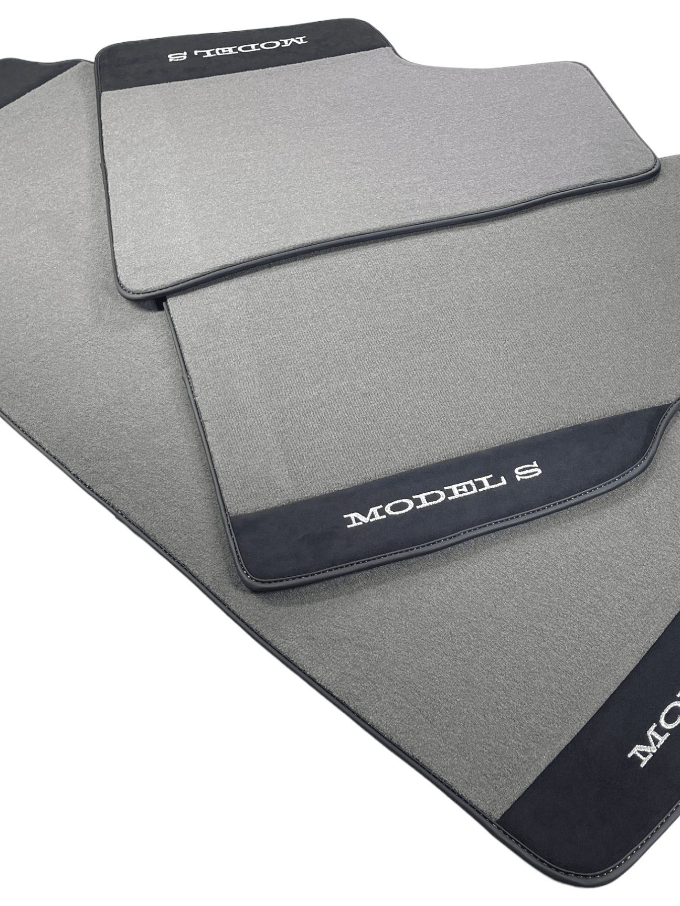 Gray Floor Mats For Tesla Model S With Alcantara Leather - AutoWin