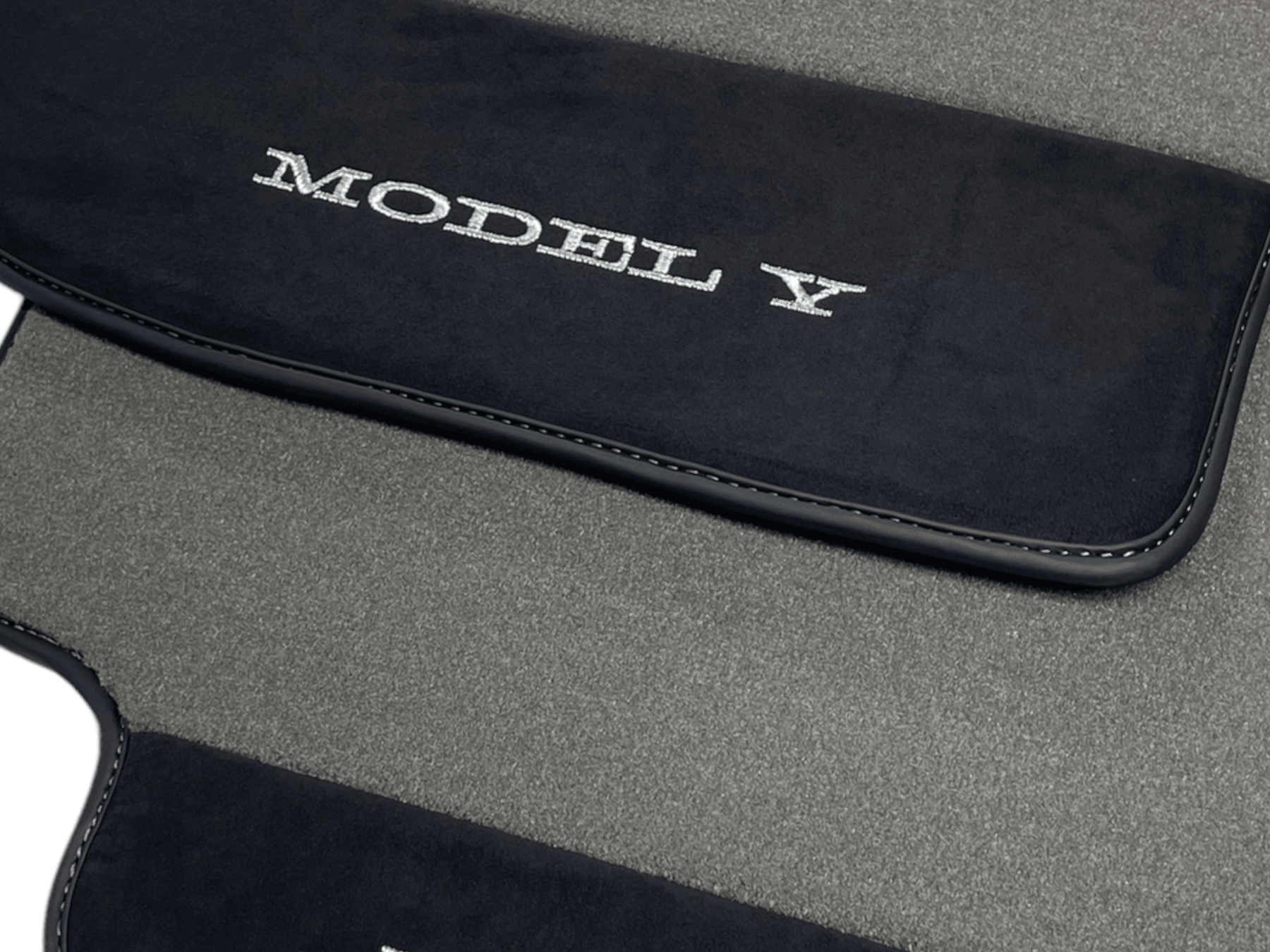 Gray Floor Mats For Tesla Model Y With Alcantara Leather - AutoWin