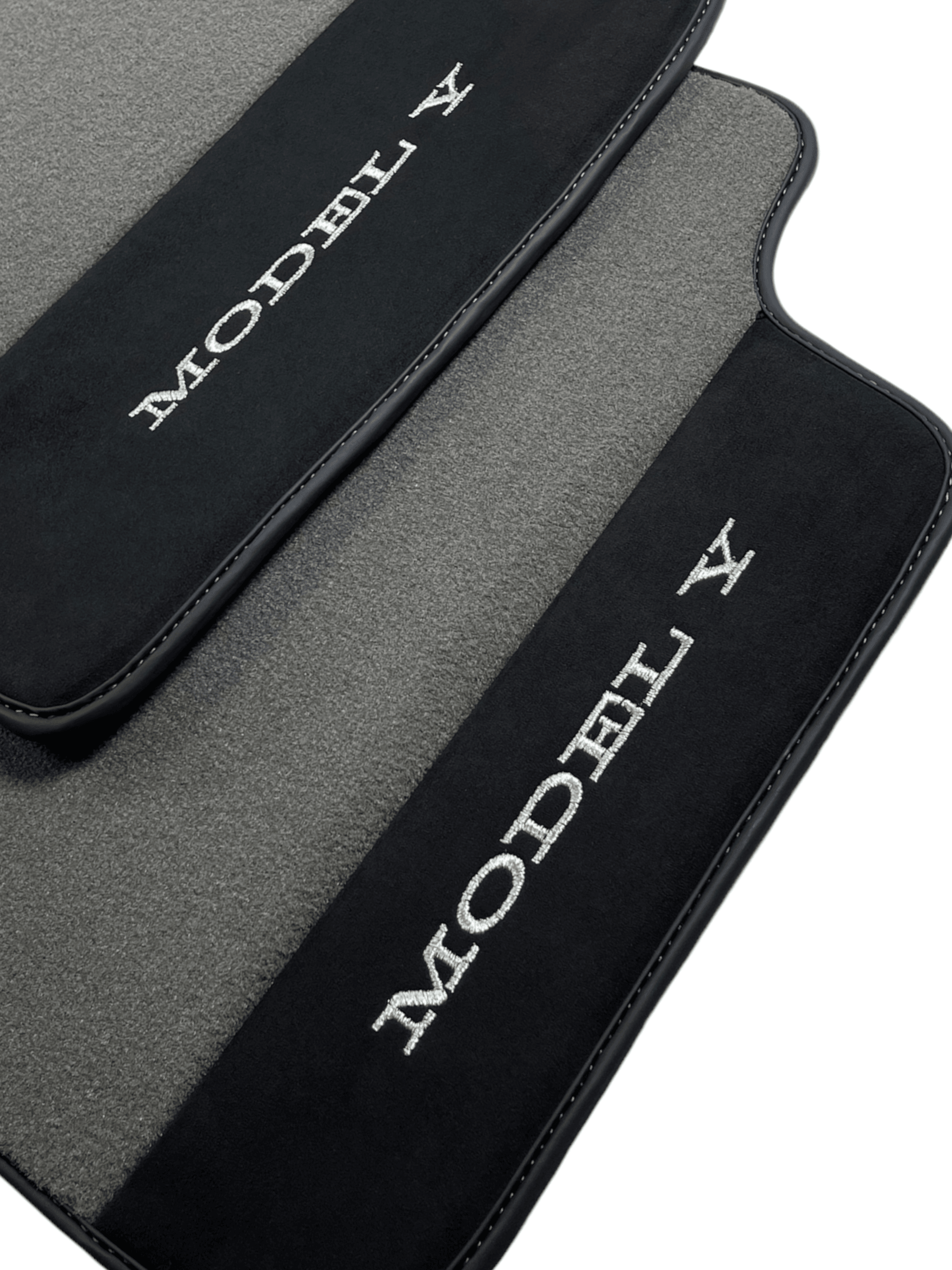 Gray Floor Mats For Tesla Model Y With Alcantara Leather - AutoWin