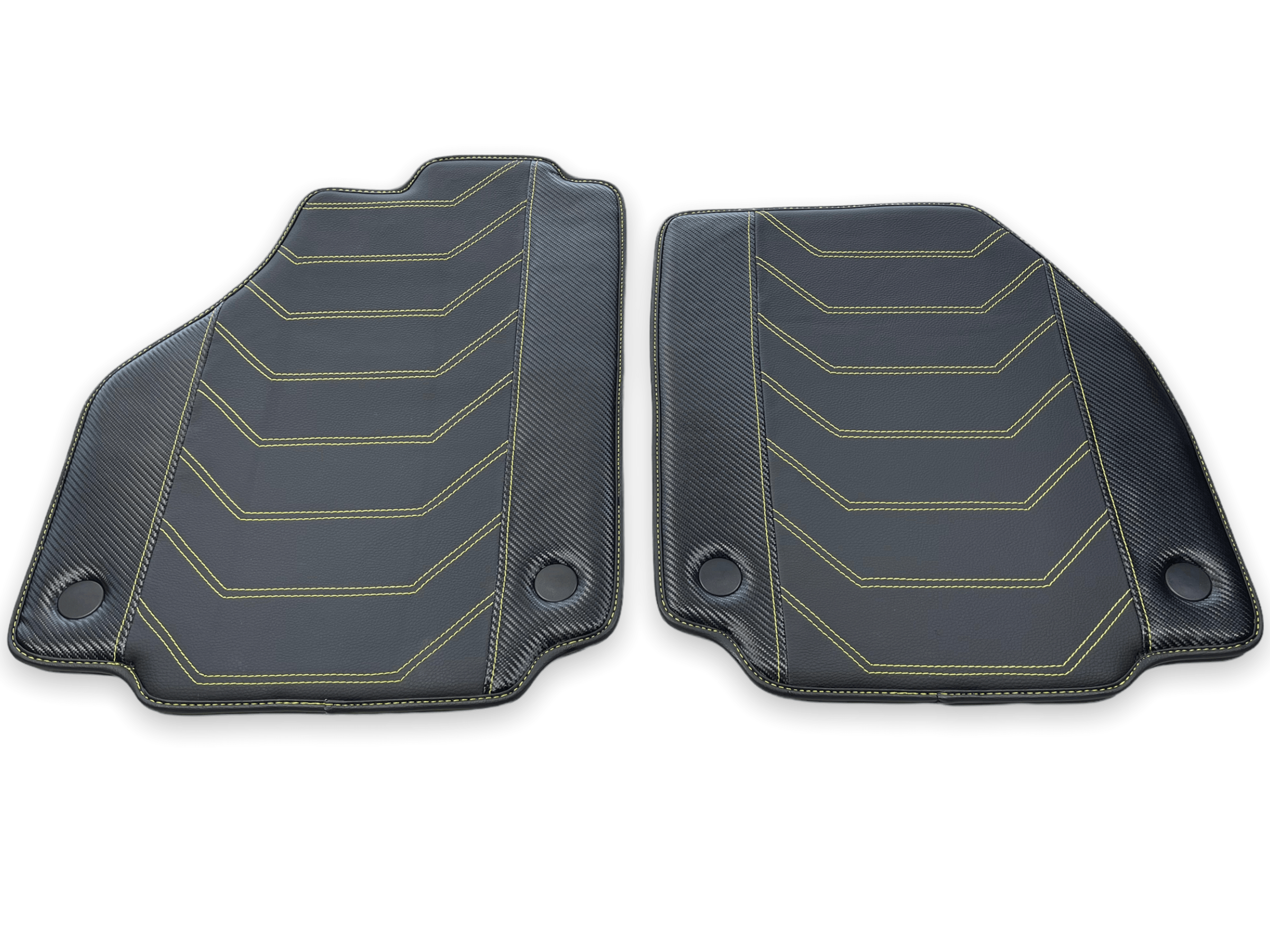 Leather Floor Mats For Ferrari 488 GTB 2015-2022 Yellow Sewing - AutoWin