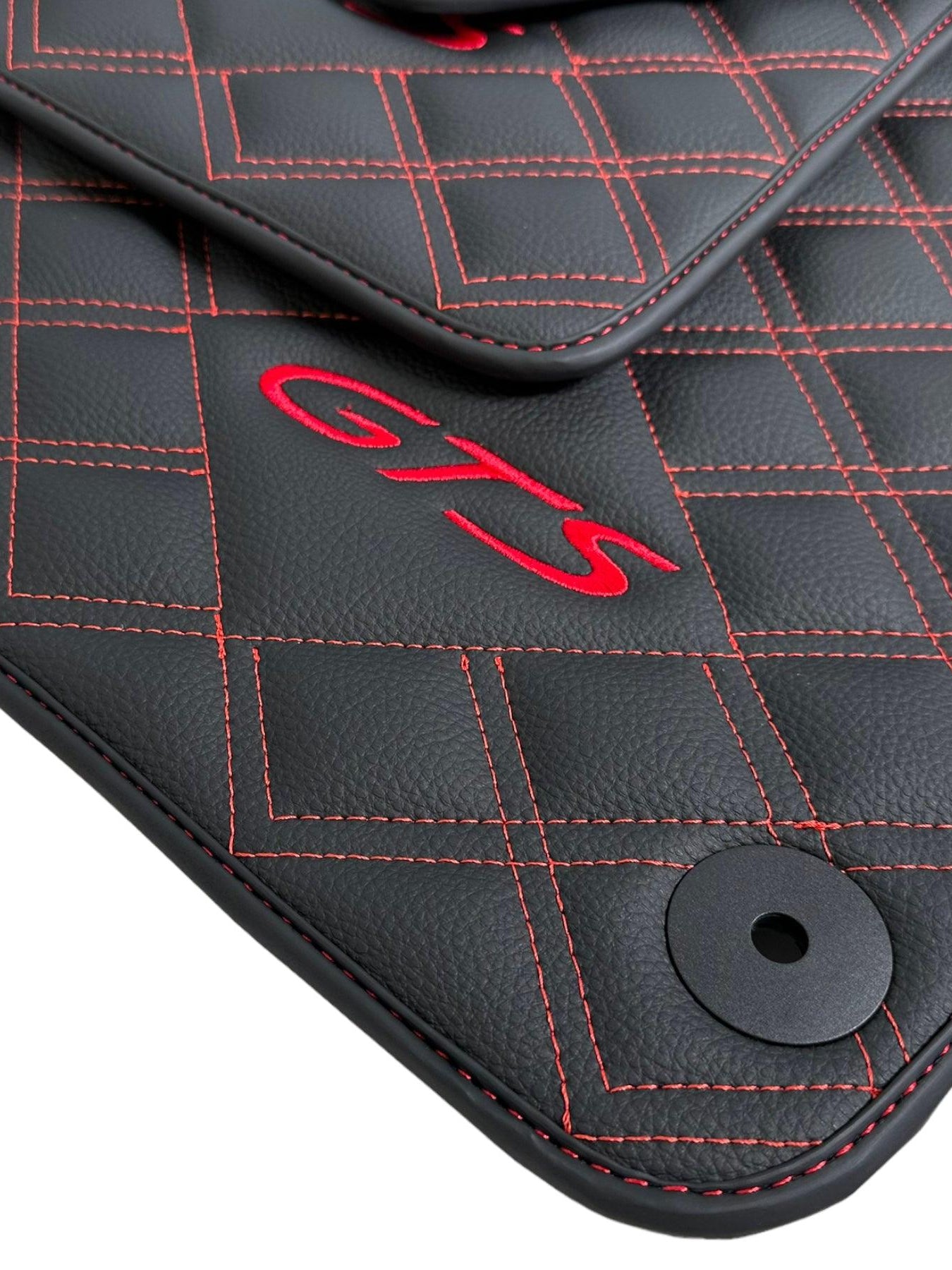 Leather Floor Mats for Porsche Cayenne GTS 2018-2023 Red Sewing - AutoWin