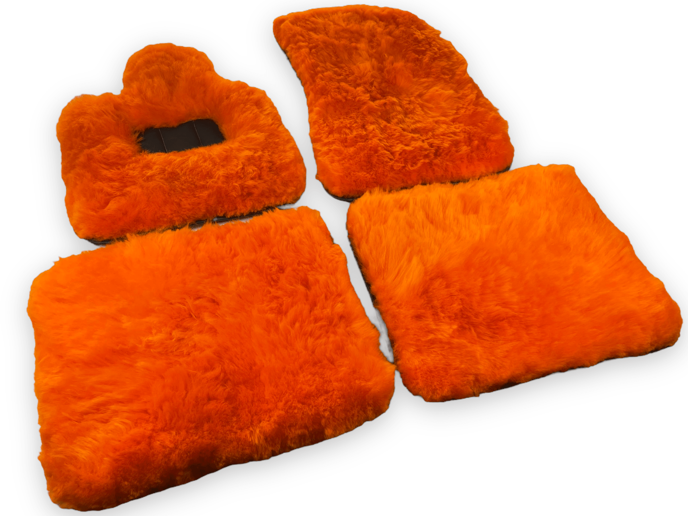 Orange Sheepskin Floor Mats For Rolls Royce Ghost Sedan 2010-2019 Er56 Design Brand - AutoWin