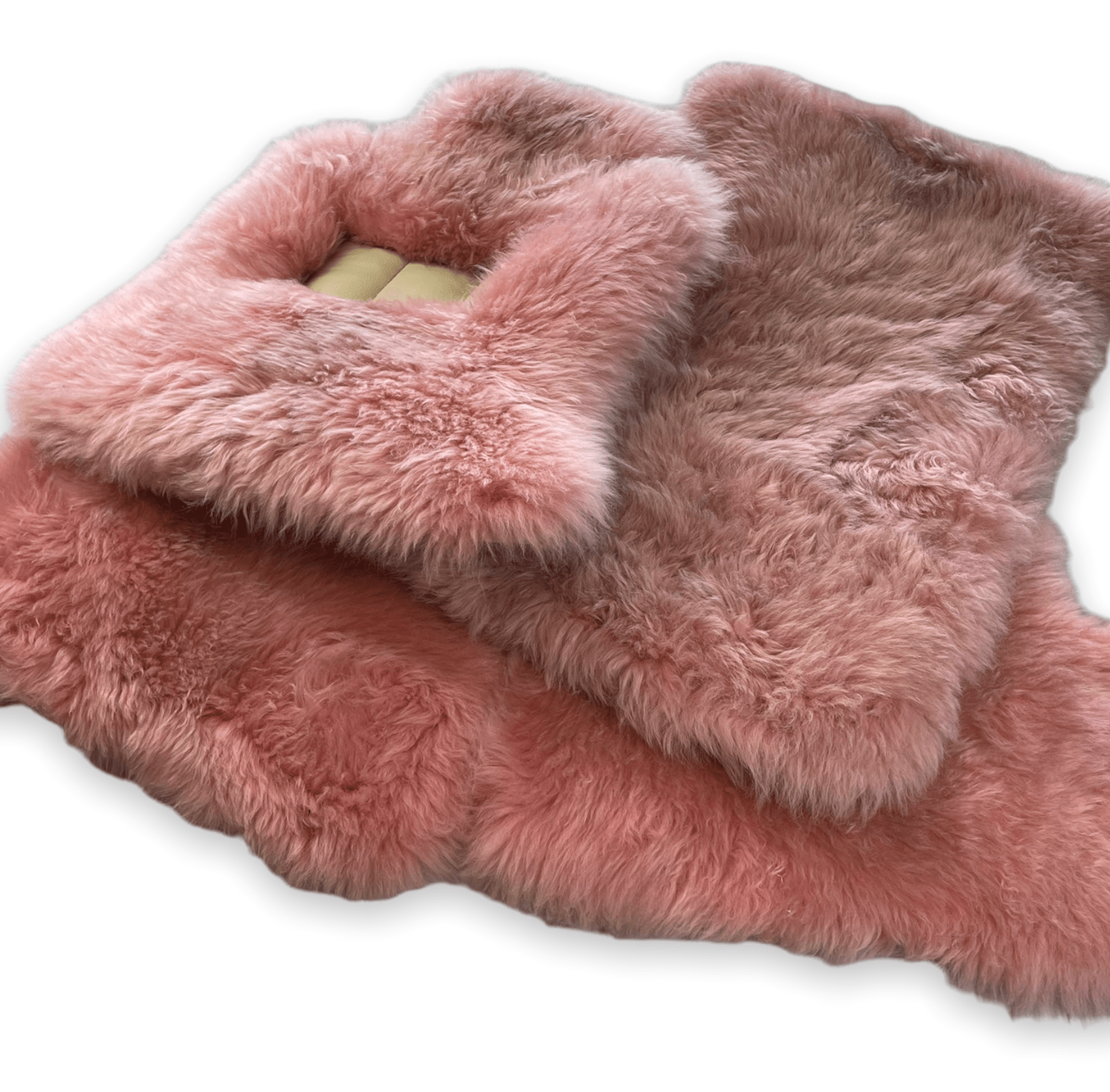 Pink Sheepskin Floor Mats For Rolls Royce Dawn Rr6 2016-2023 Er56 Design Brand - AutoWin